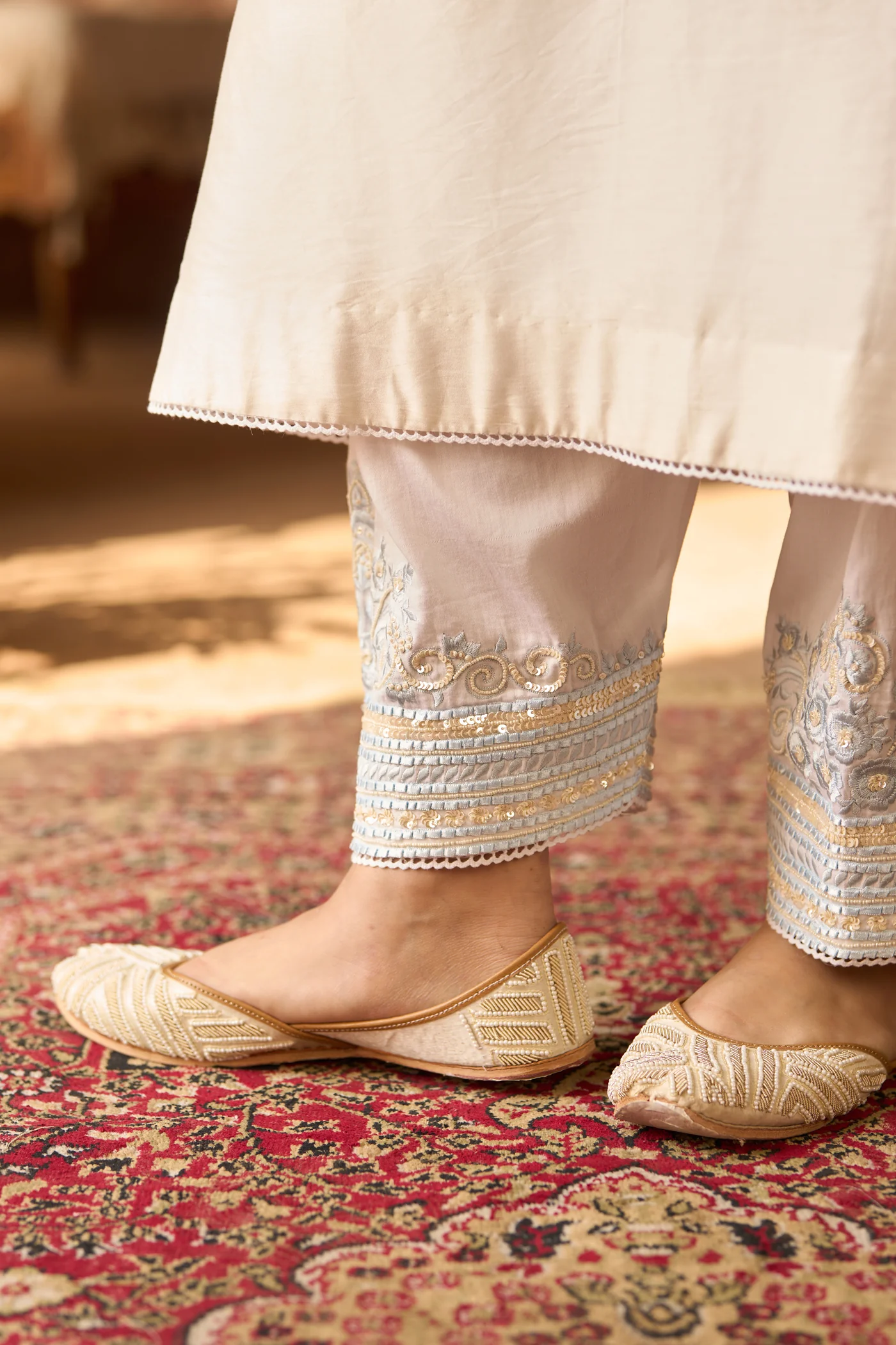 Sahabat - Daisy Ivory With Blue Kaaftan With Salwar - Image 10