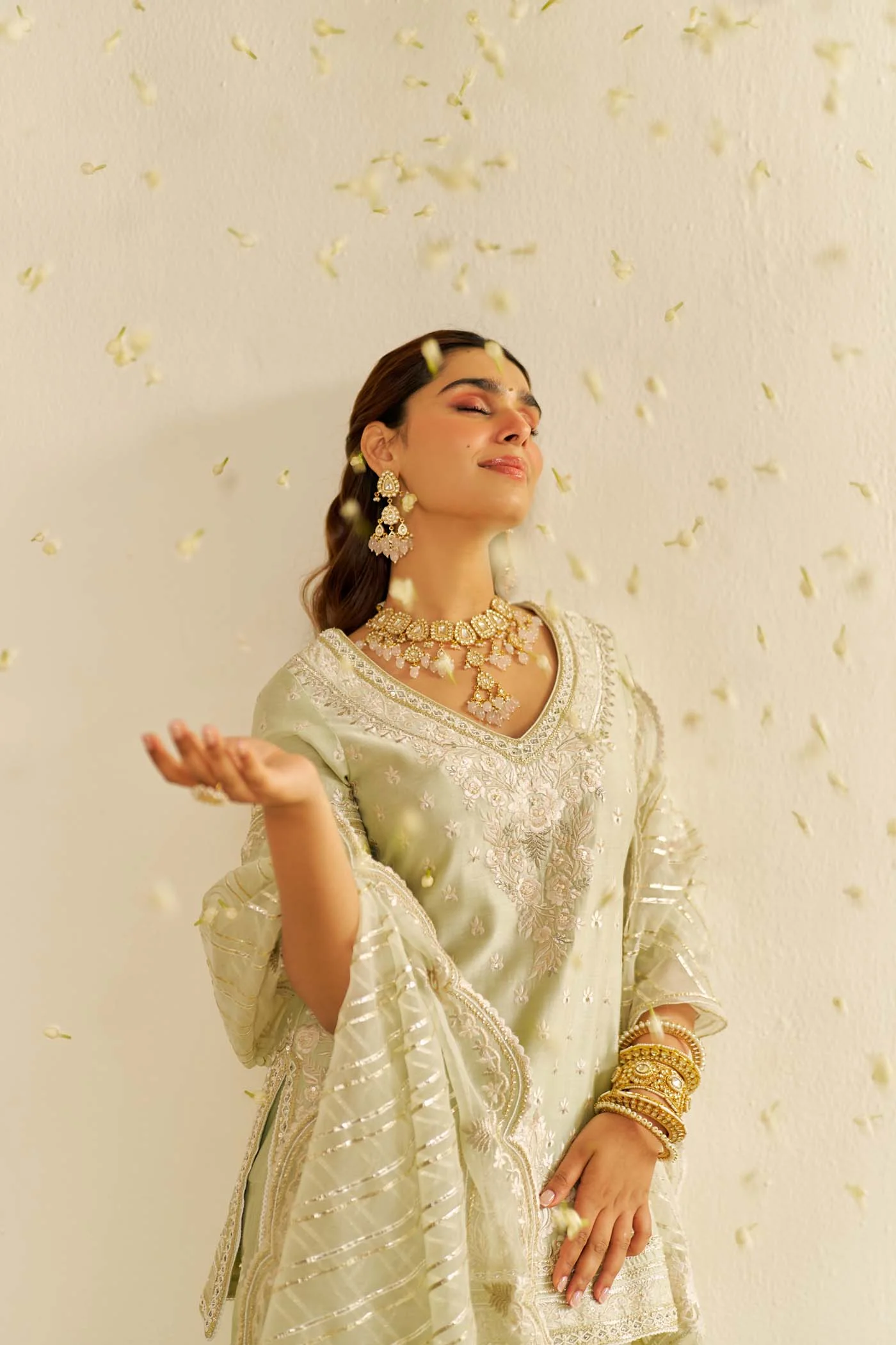 SAMEEHA - Mint Green SHORT KURTA WITH SHARARA (LXRTS) - Image 7