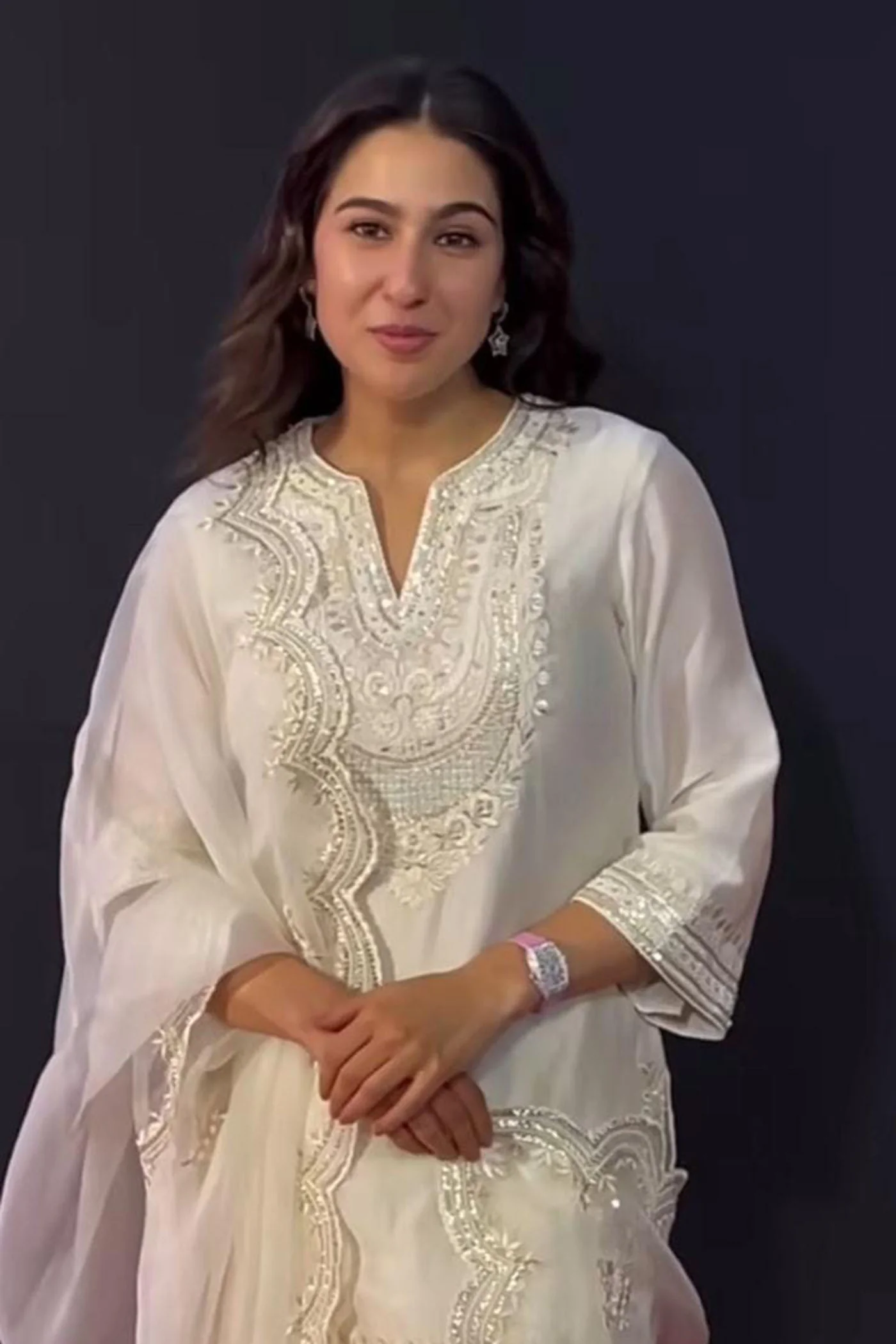 Sara Ali Khan in Sara - Daisy Ivory Short Kurta With  Salwar