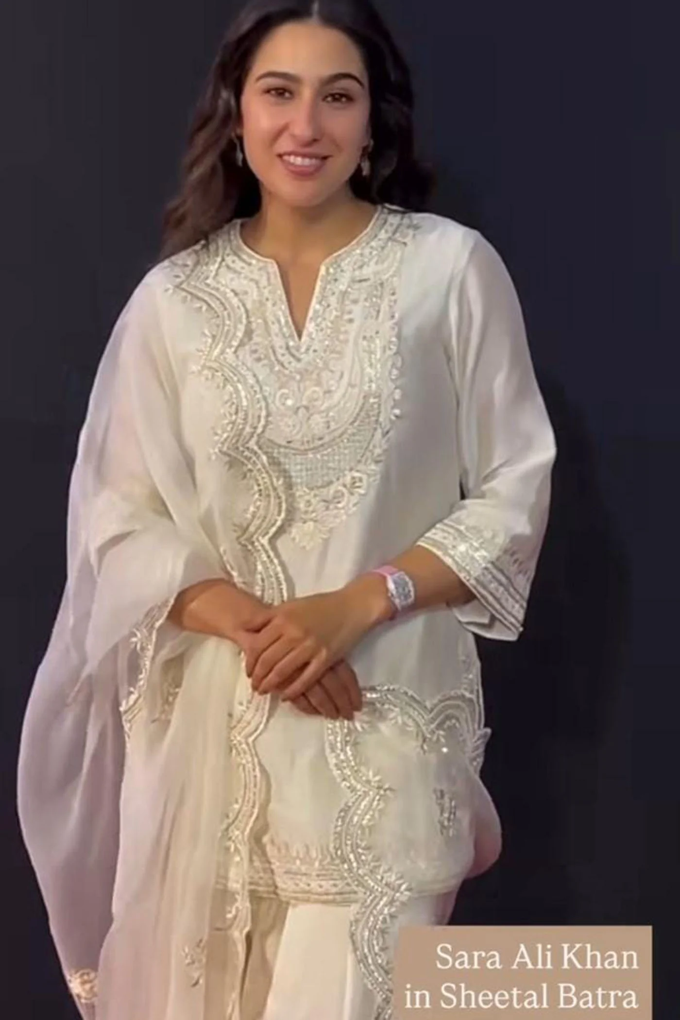 Sara Ali Khan in Sara - Daisy Ivory Short Kurta With  Salwar - Image 2