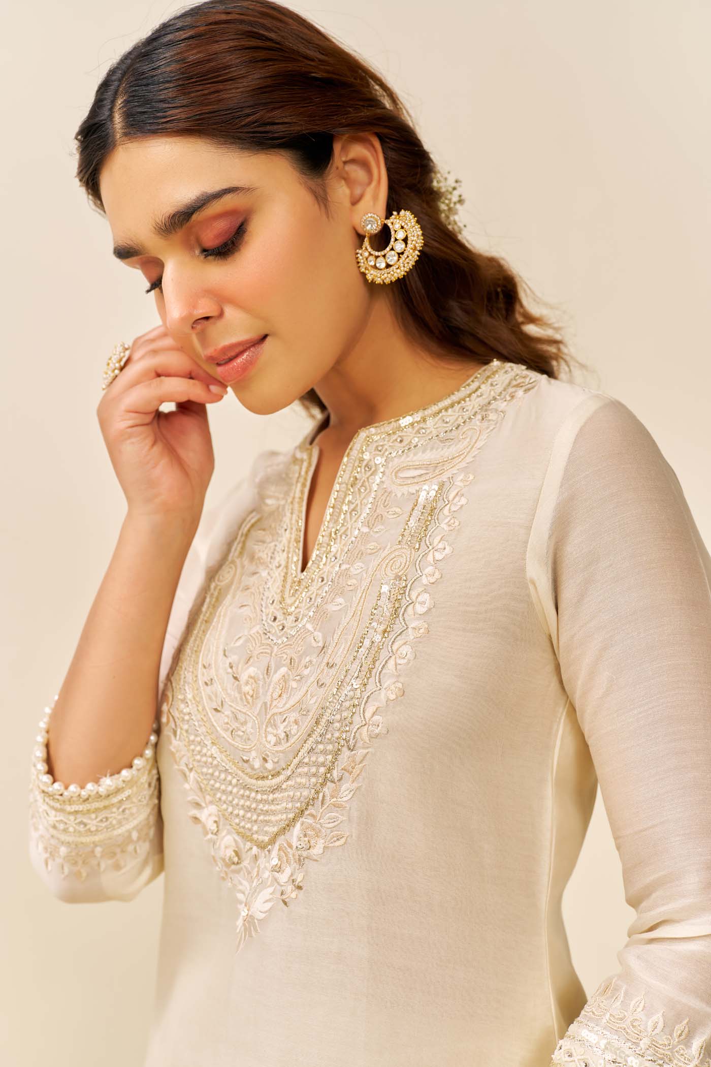 SARA - Daisy Ivory SHORT KURTA WITH  SALWAR (LXRTS) - Image 4