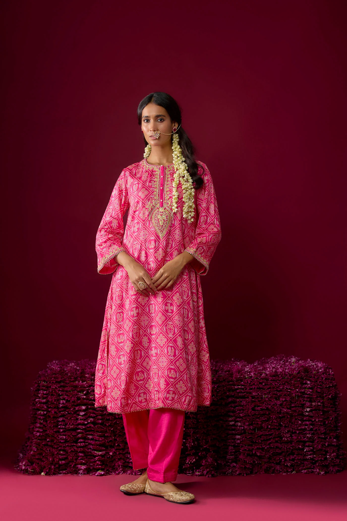 Sarah - Pink Long Kaaftan With Salwar (RTS) - Image 2