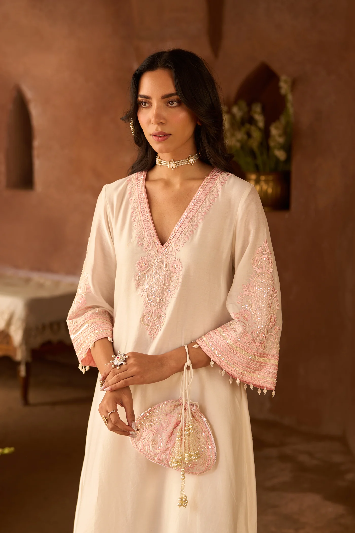 Payal Sen In SAHABAT - DAISY IVORY WITH PINK KAAFTAN WITH SALWAR - Image 9