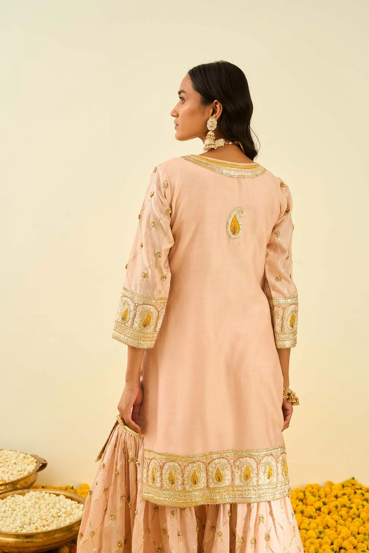 Shabina- Rosepink short kurta with garara and dupatta (Lxrts) - Image 3