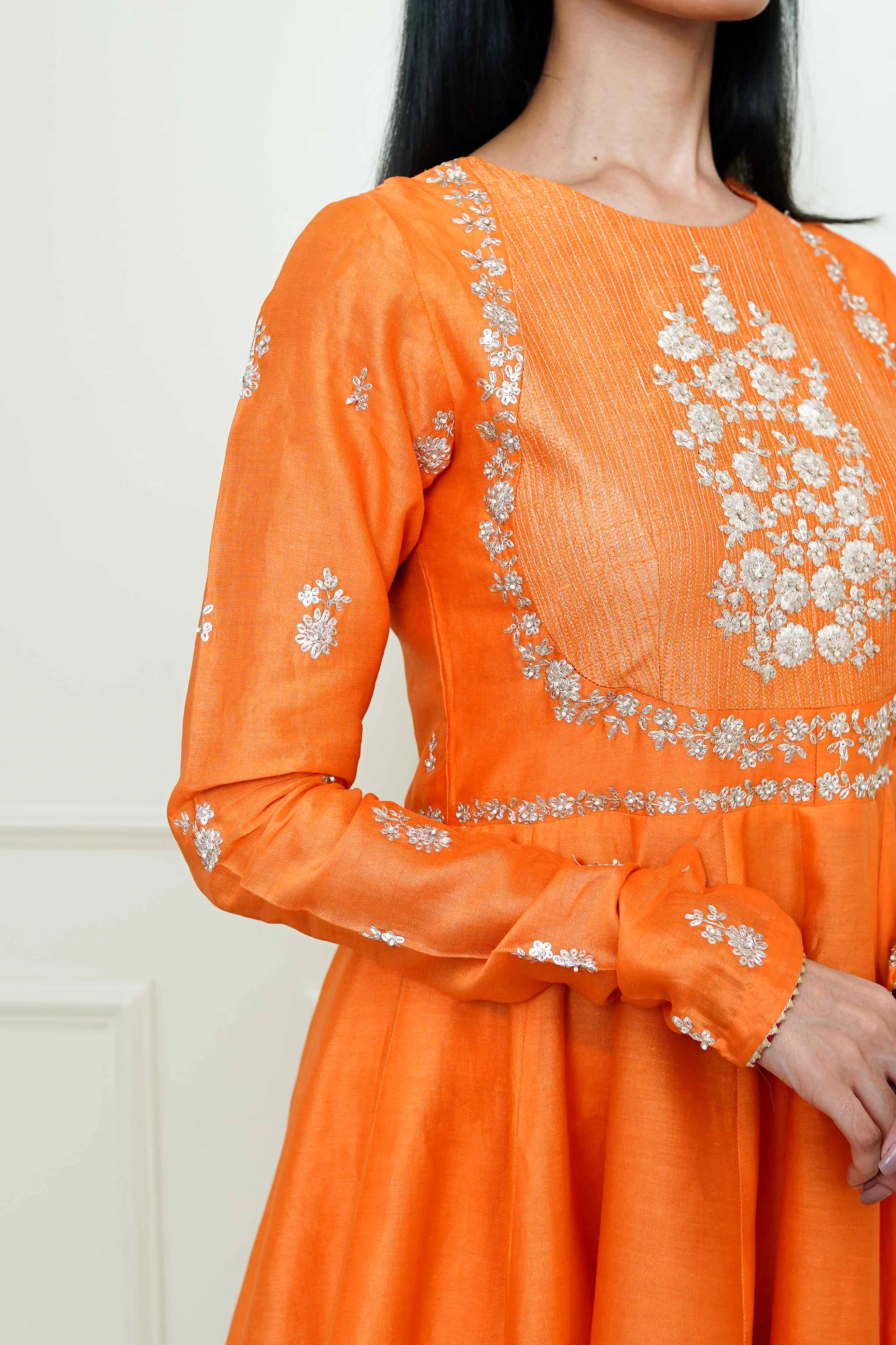 Shahana-Pumpkin Orange Georgette Gharara Set - Image 4