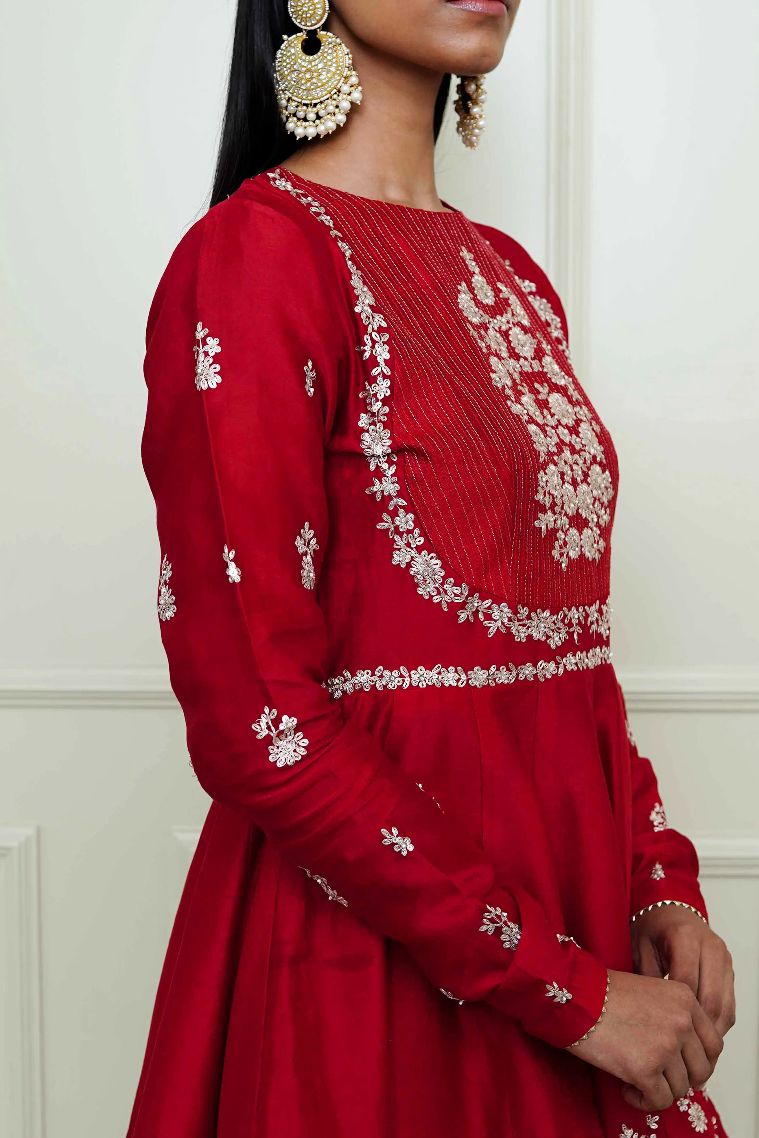 Shahana-Scarlet Red Georgette Gharara Set - Image 4