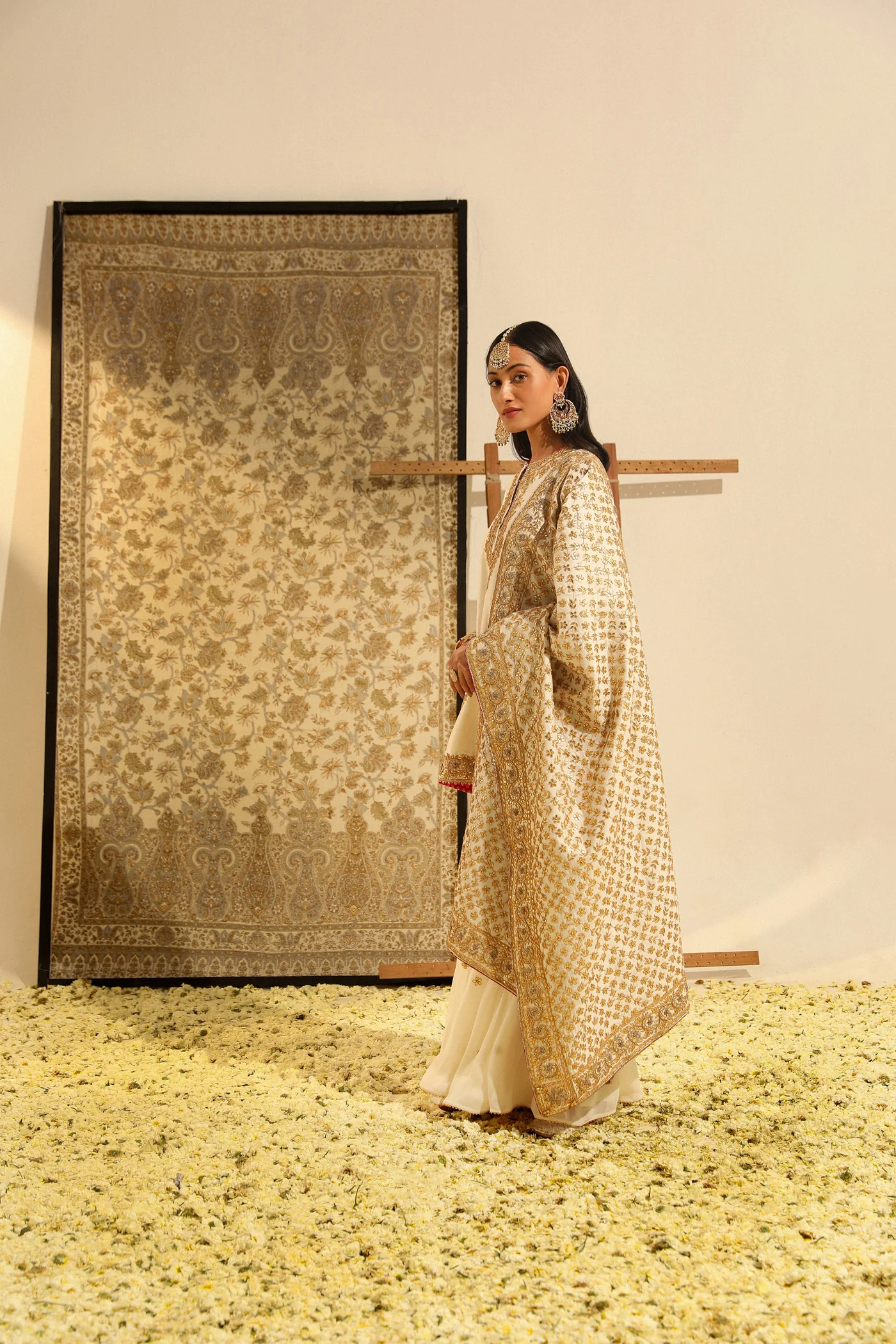 Shamshul - Daisy Ivory Hand Embroidered Kurta with Garara and Odhni - Image 2