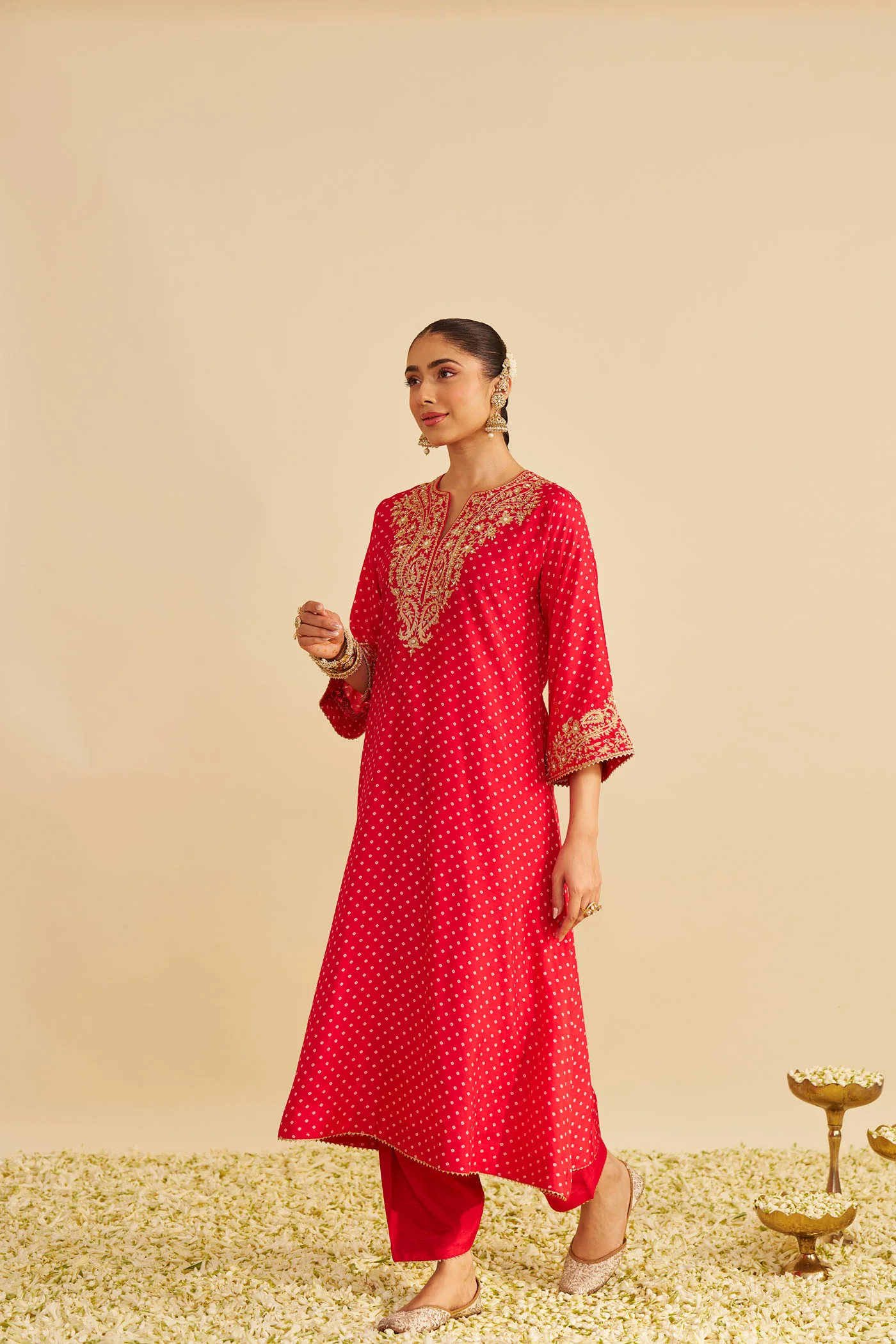 SHEZIA - RED LONG CHAUGA WITH SALWAR