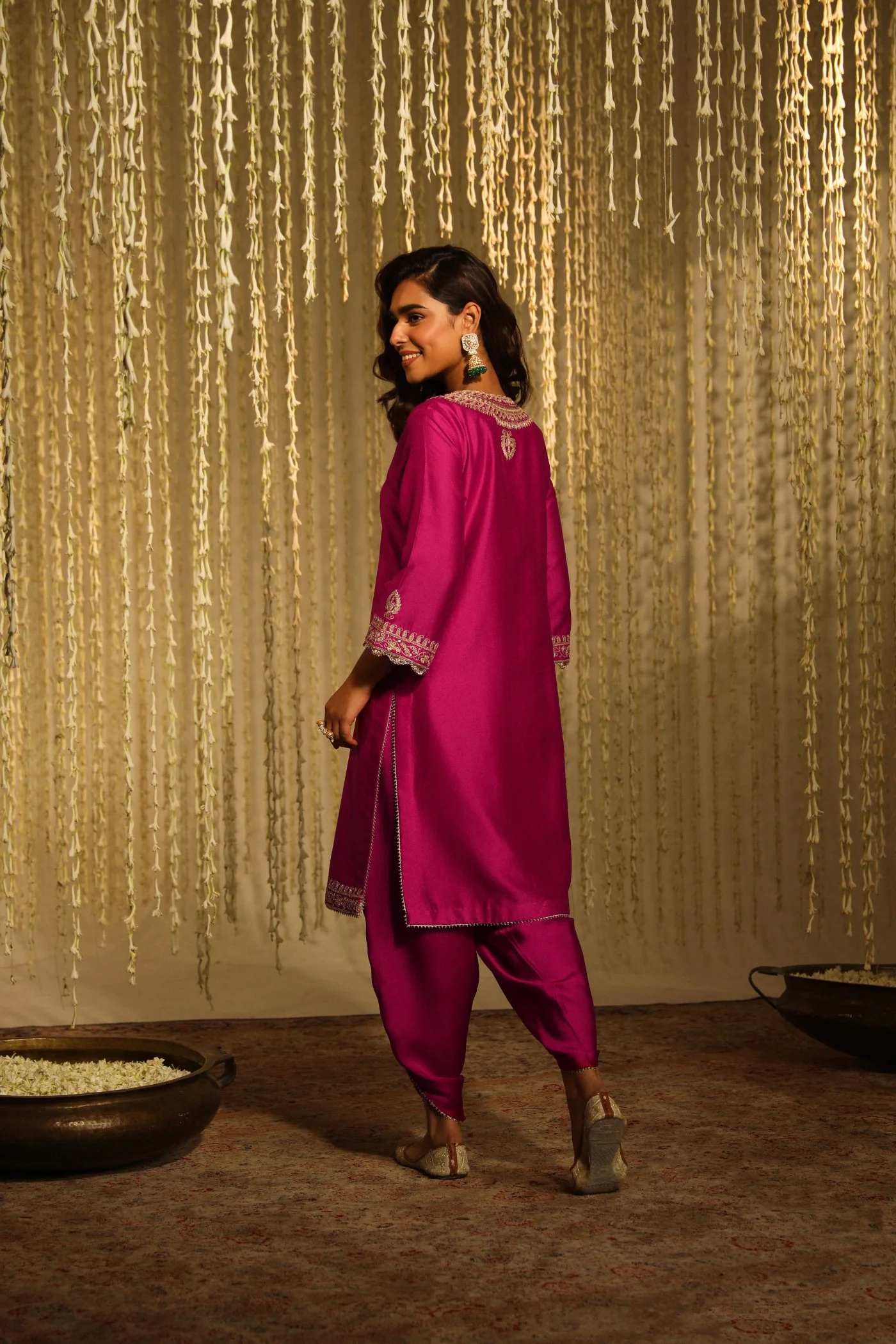 Shilpa Shetty In ENISA - Rani Hotpink KURTA WITH DHOTI - Image 4