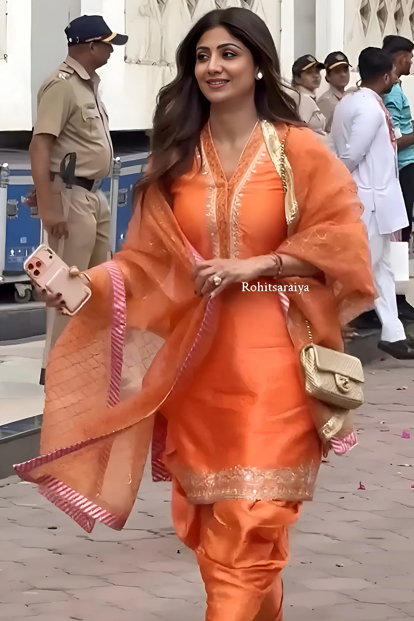 Shilpa Shetty In Faheeda - Tangerine Orange Kurta Set