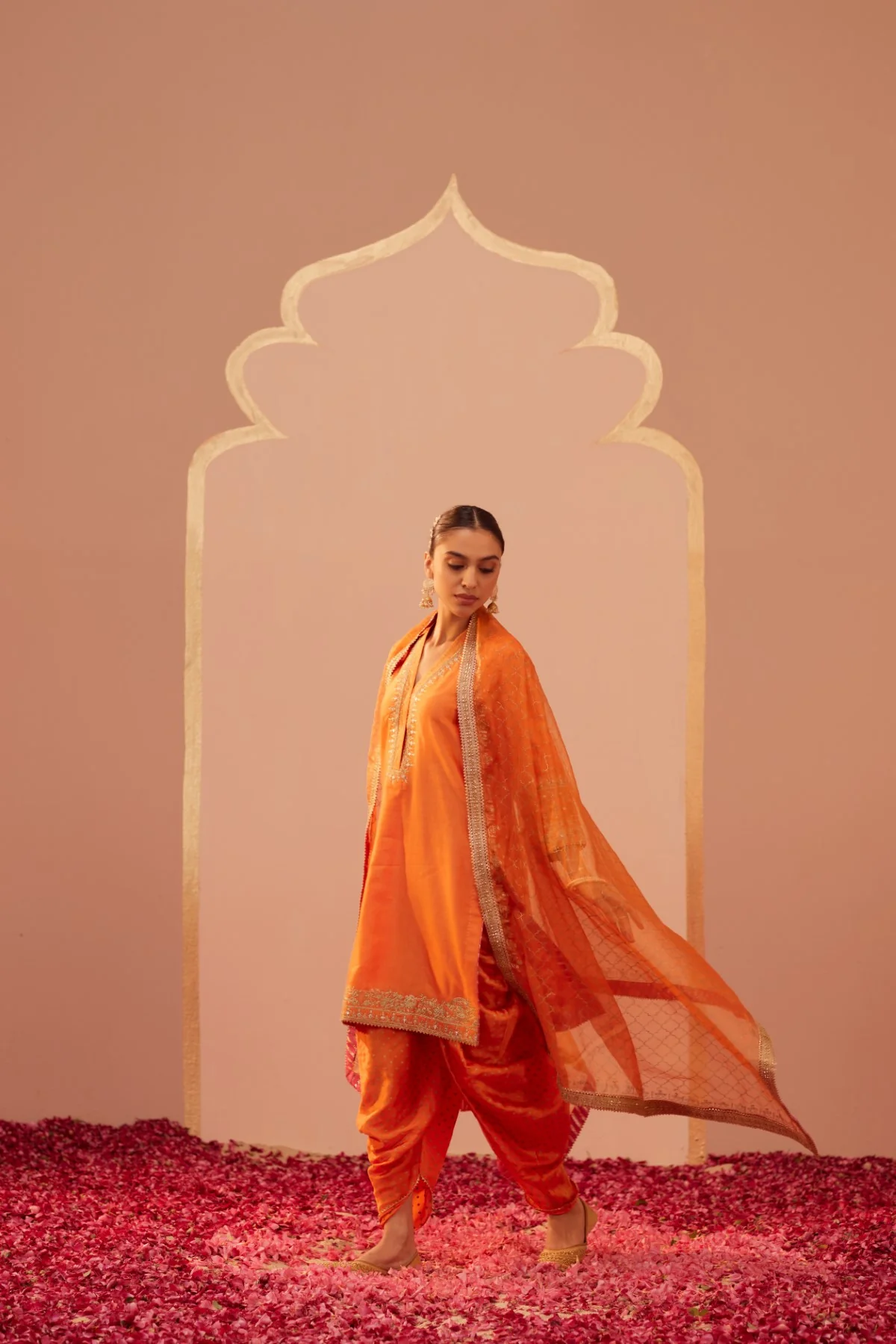 Nandini Gupta In Faheeda - Tangerine Orange  Kurta Set - Image 4