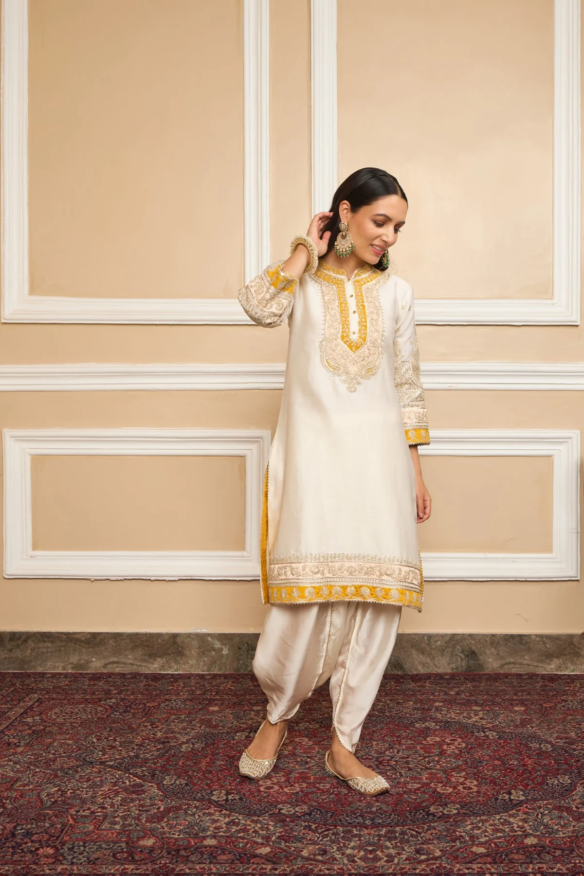 MYREEN - DAISY IVORY KURTA WITH DHOTI - Image 3