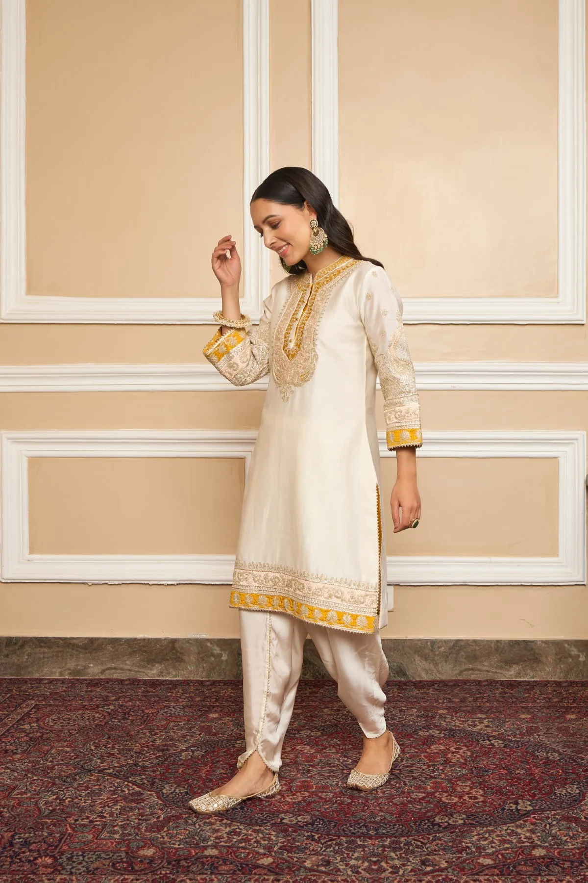 MYREEN - DAISY IVORY KURTA WITH DHOTI - Image 4