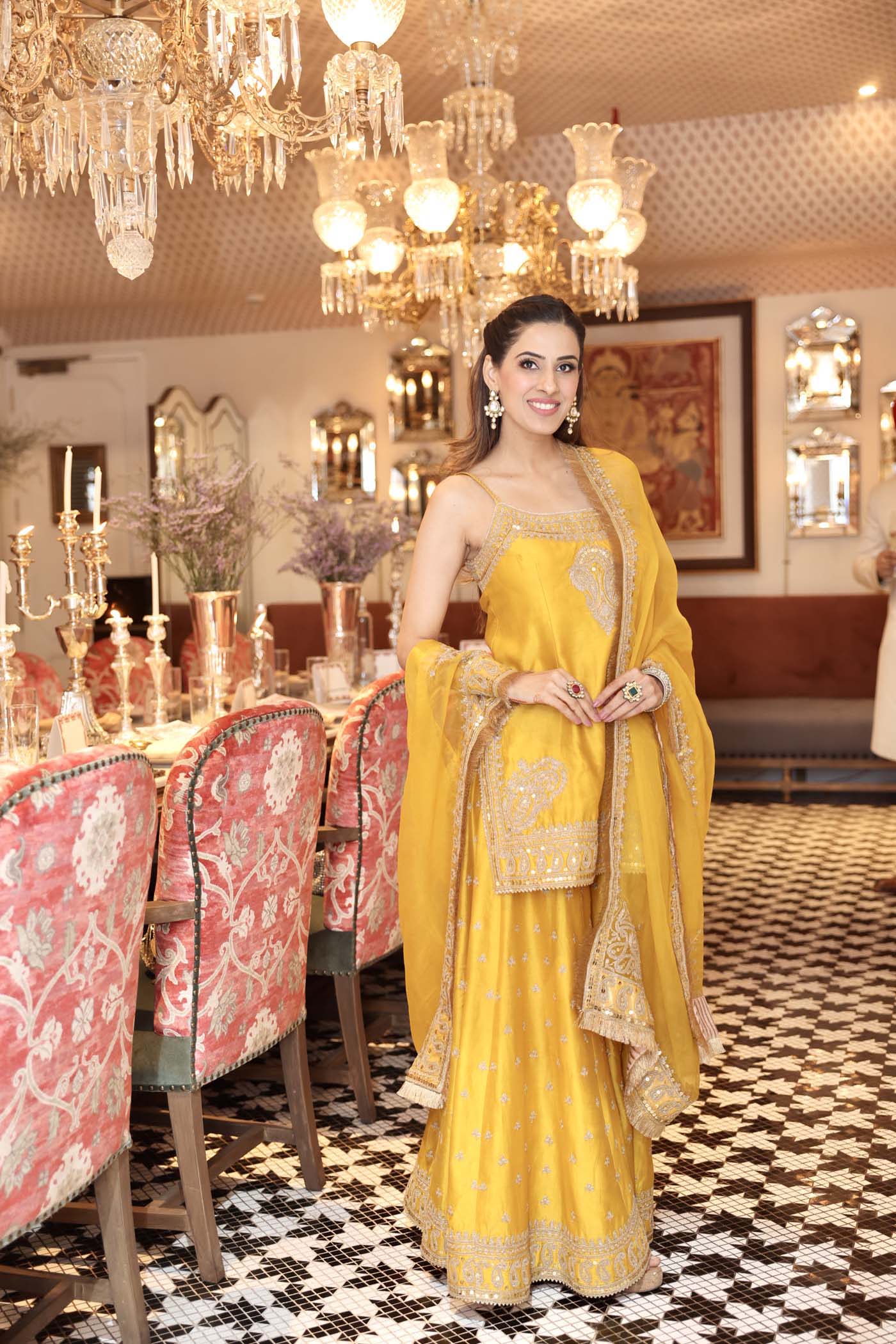 Shruti Juneja In AABROO - Glaze Mustard SHORT KURTA WITH SHARARA AND DUPATTA - Image 4