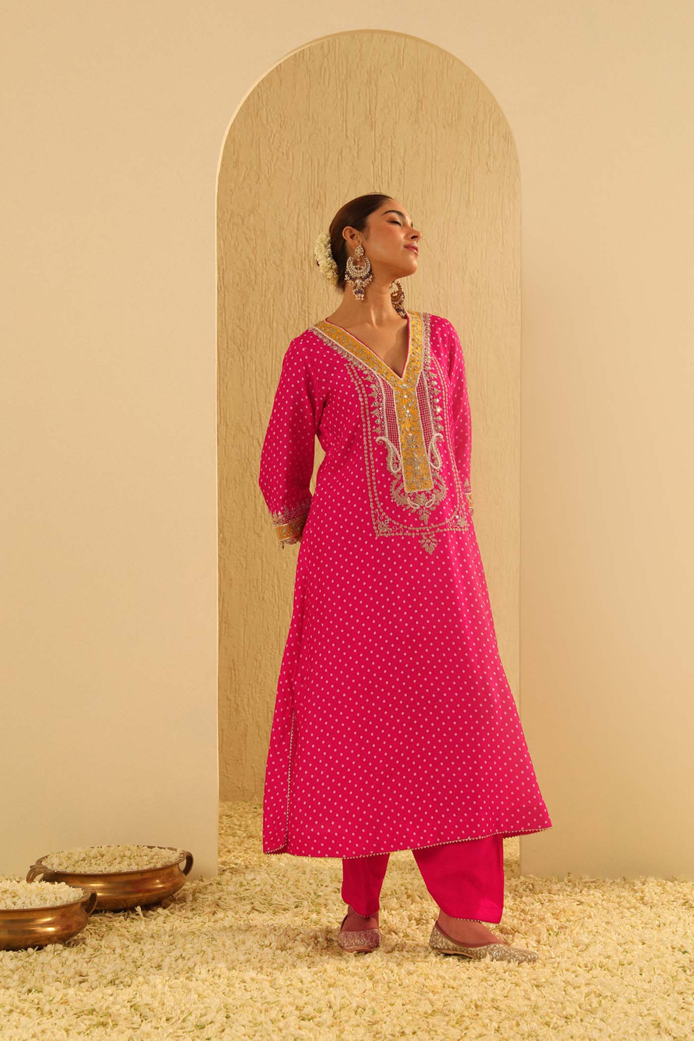 Siara - Rani Hotpink Long A-line Choga with Salwar - Image 3