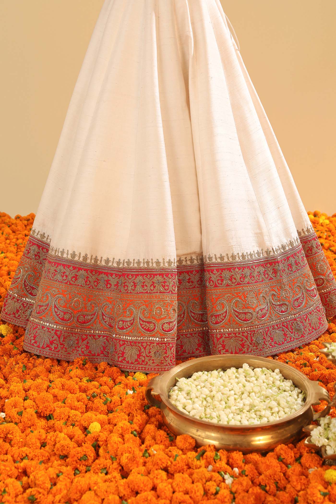 Sidra - Daisy Ivory Blouse, Lehenga and Dupatta - Image 5