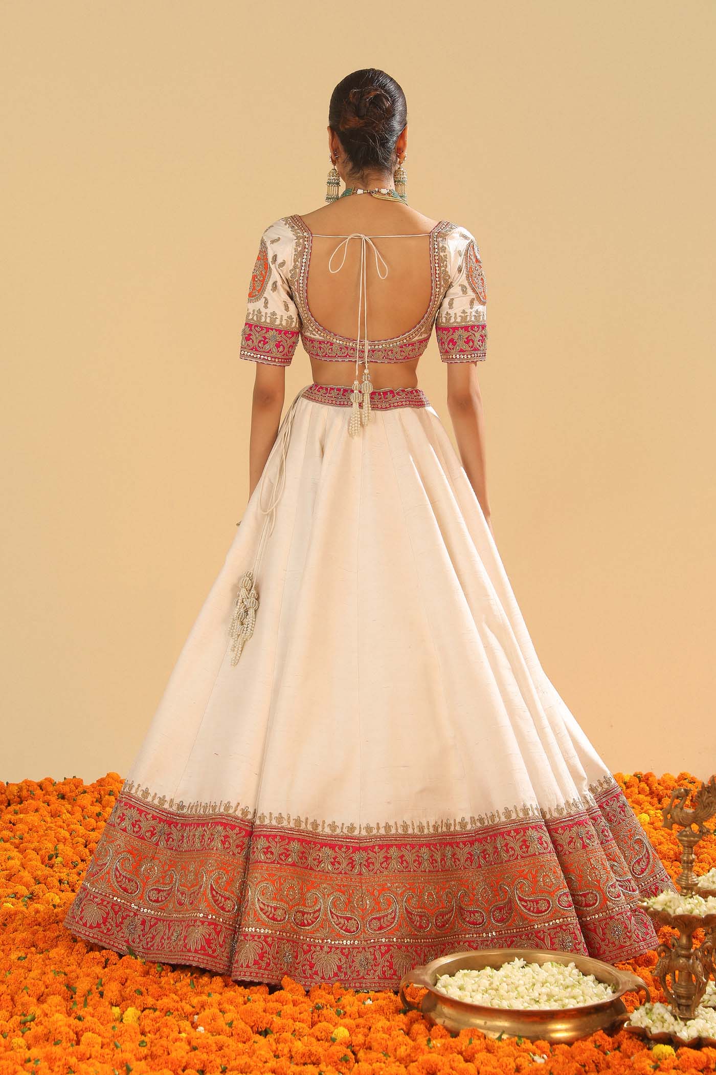 Sidra - Daisy Ivory Blouse, Lehenga and Dupatta - Image 8