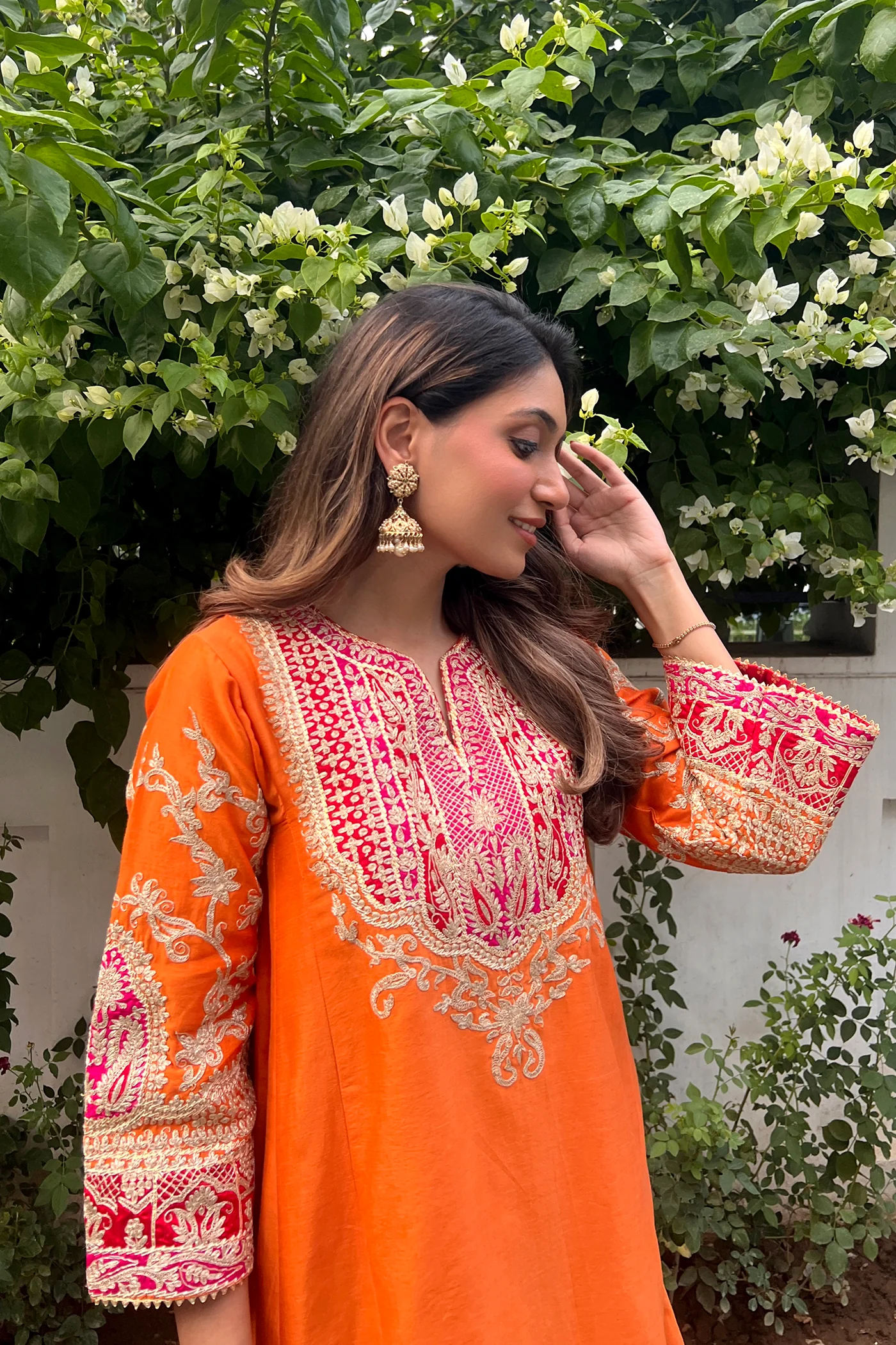 Somya Bakshi IN MOHSINA - Orange SHORT KALIDAAR CHOGA WITH SALWAR - Image 2