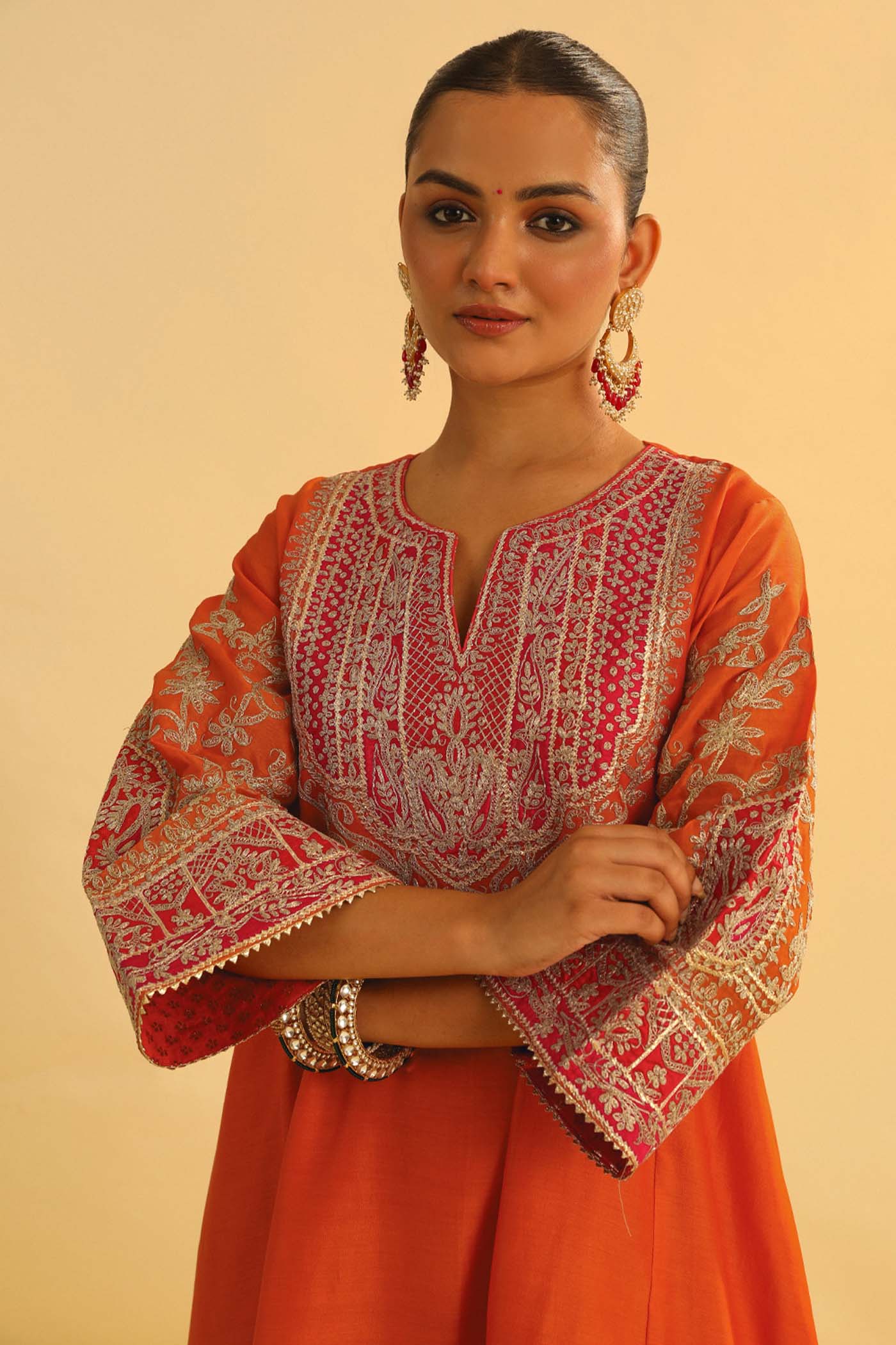 MOHSINA - Orange SHORT KALIDAAR CHOGA WITH SALWAR - Image 4