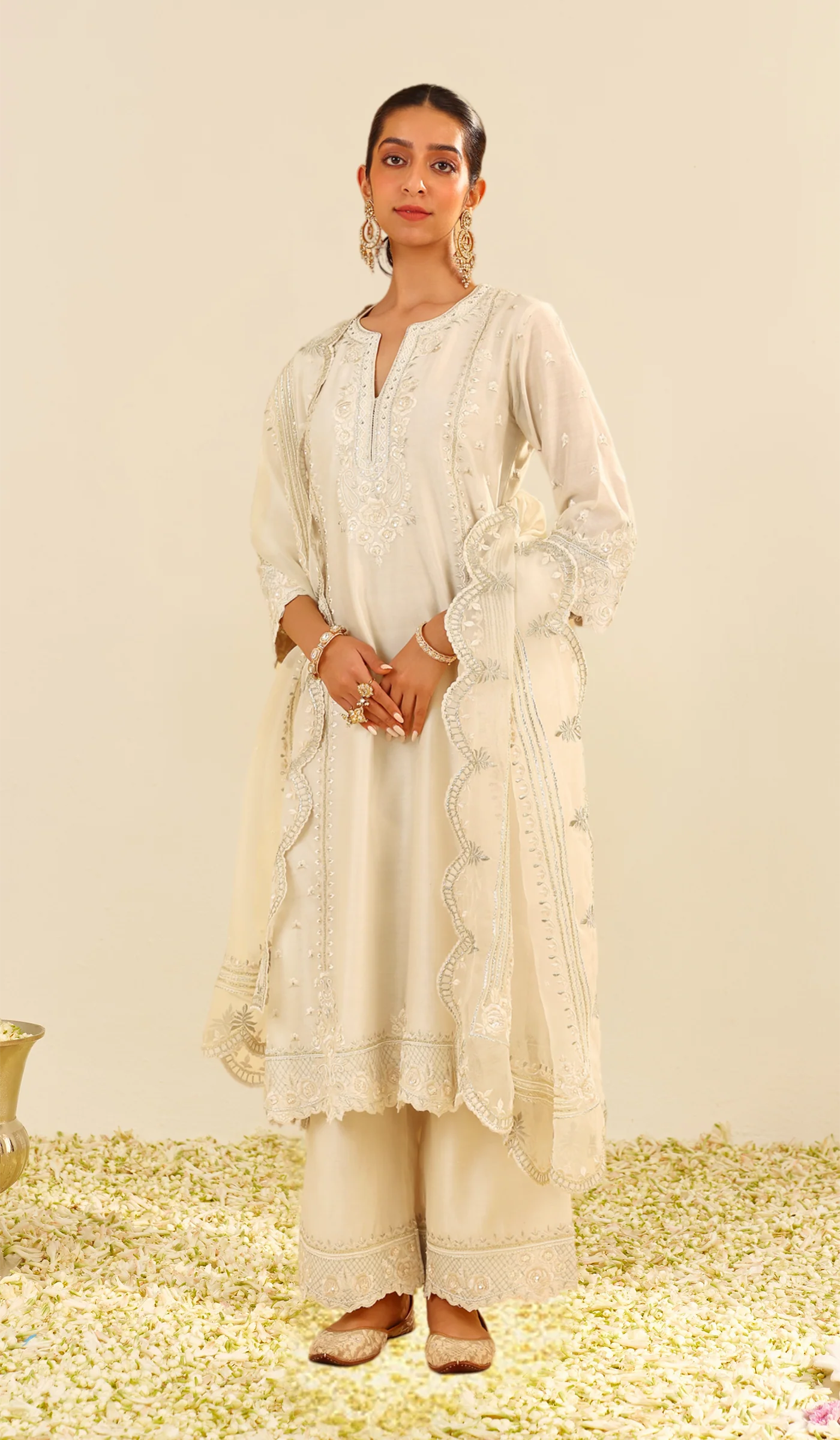 Sumaiya - Daisy Ivory A-Line Kurta With Palazzo (LXRTS) - Image 2