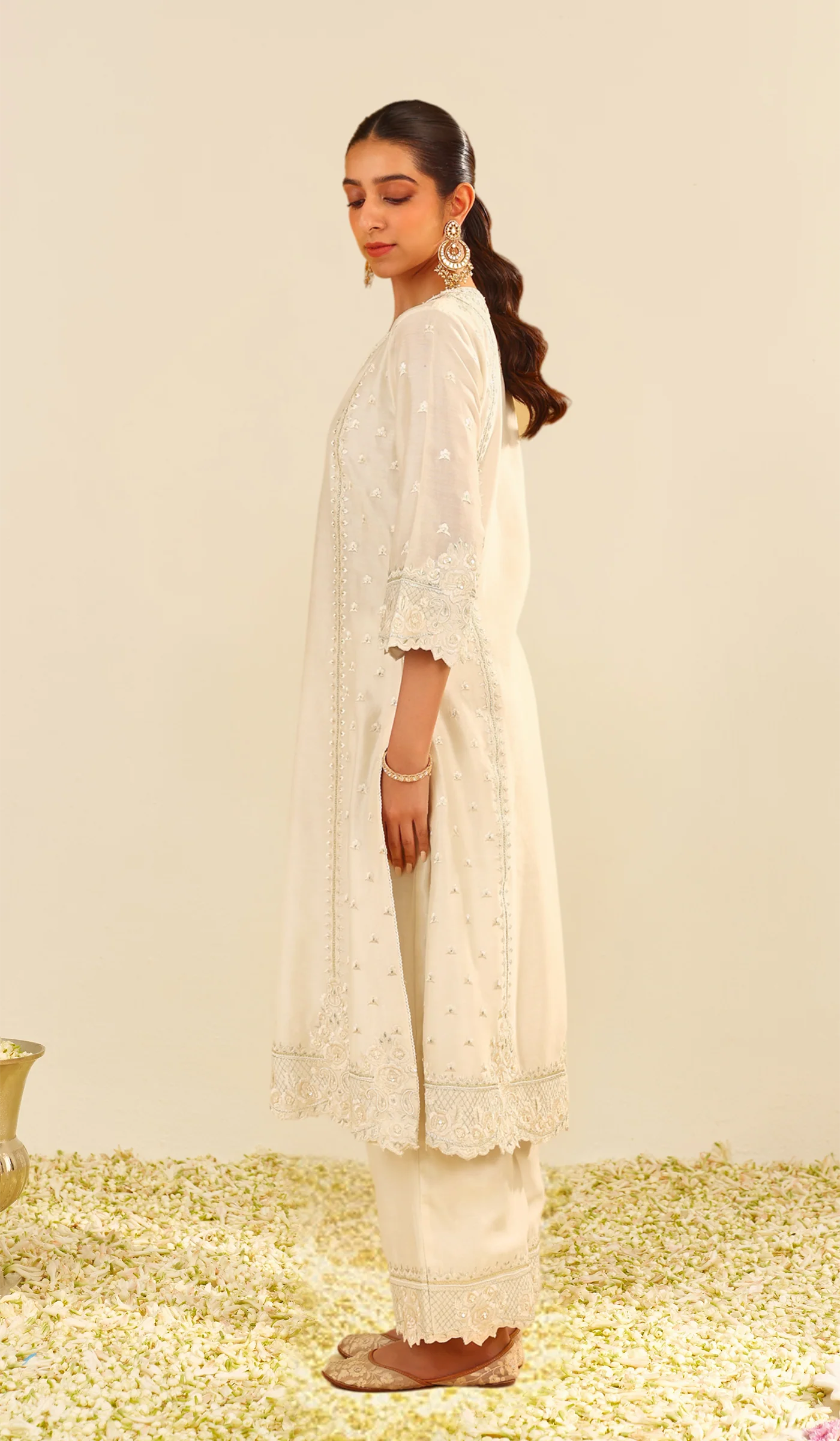 Sumaiya - Daisy Ivory A-Line Kurta With Palazzo (LXRTS) - Image 3