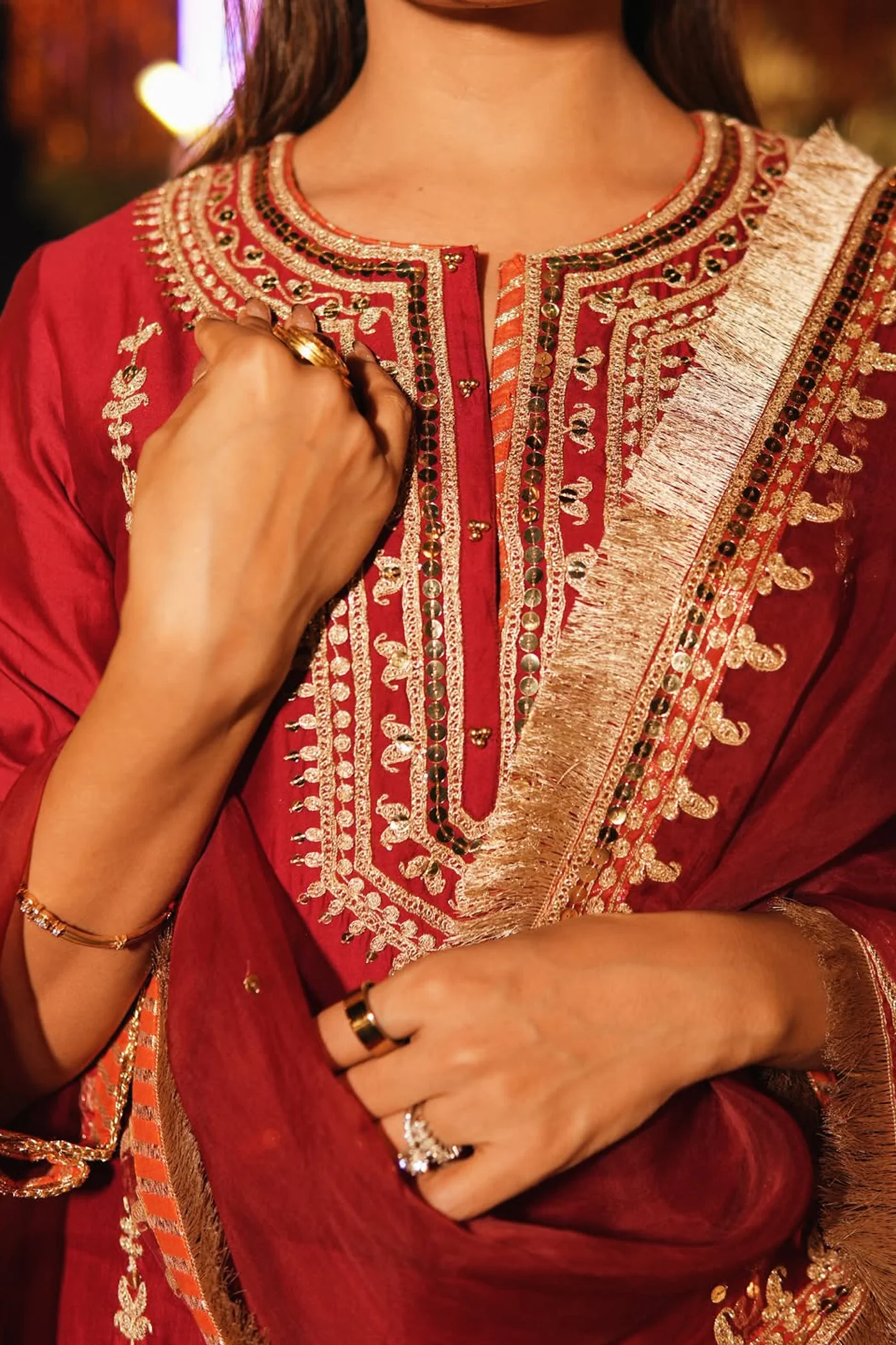 Supriya Nagpal In MEHAK - DEEP RED SHORT KURTA WITH SALWAR AND DUPATTA - Image 3