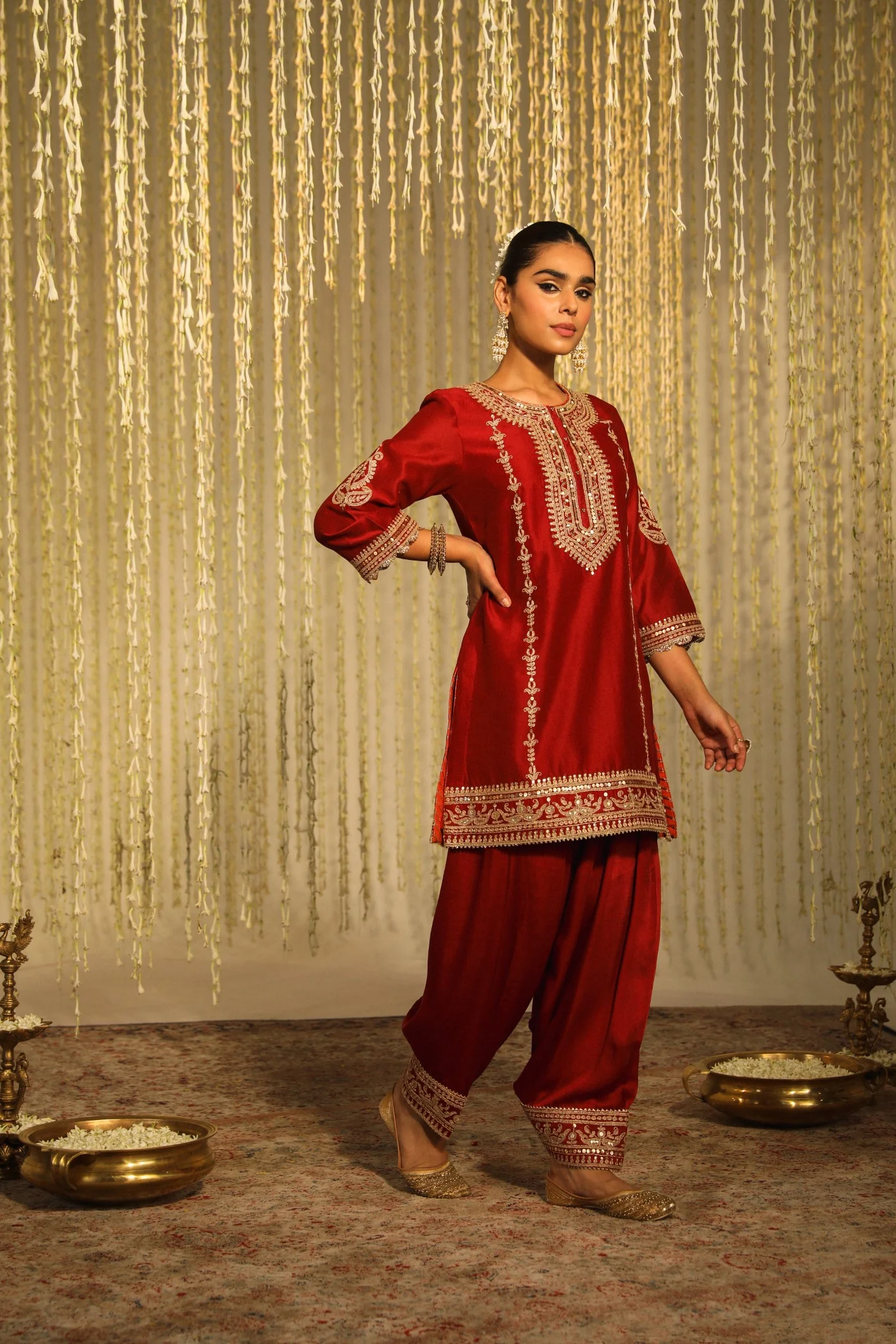 Gouri Grover In MEHAK - DEEP RED SHORT KURTA WITH SALWAR AND DUPATTA - Image 4