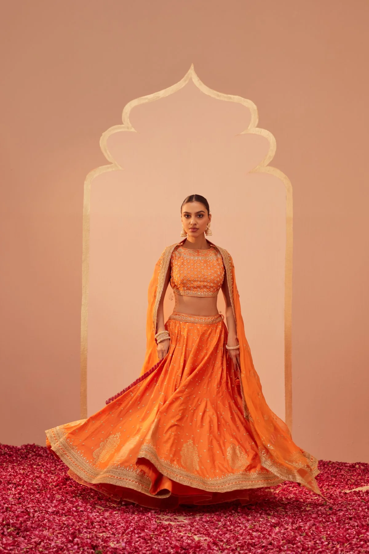 Tanisha- Tangerine Orange Lehenga Set - Image 2