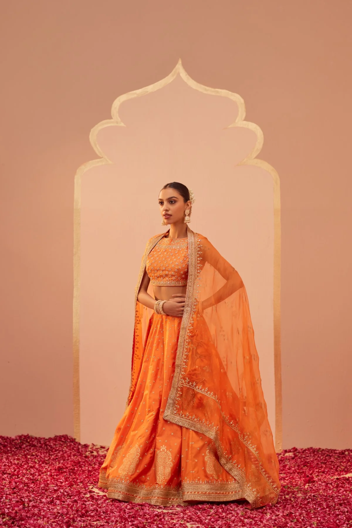 Tanisha- Tangerine Orange Lehenga Set - Image 4