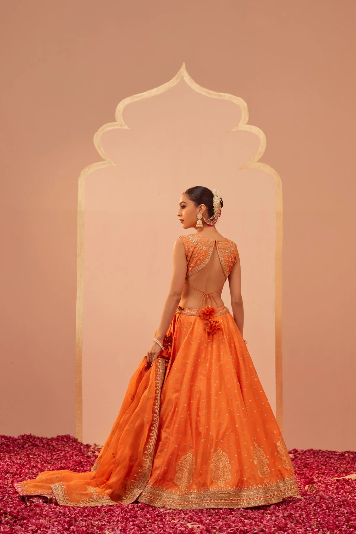 Tanisha- Tangerine Orange Lehenga Set - Image 5