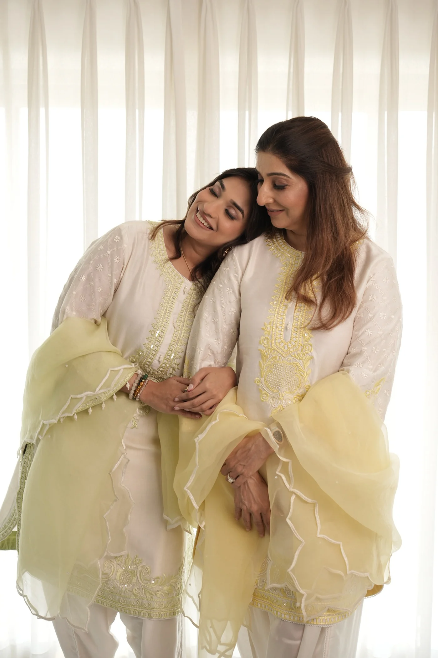 Tasheen In RUHI - DAISY IVORY WITH LEMON YELLOW SHORT KURTA AND DHOTI - Image 2
