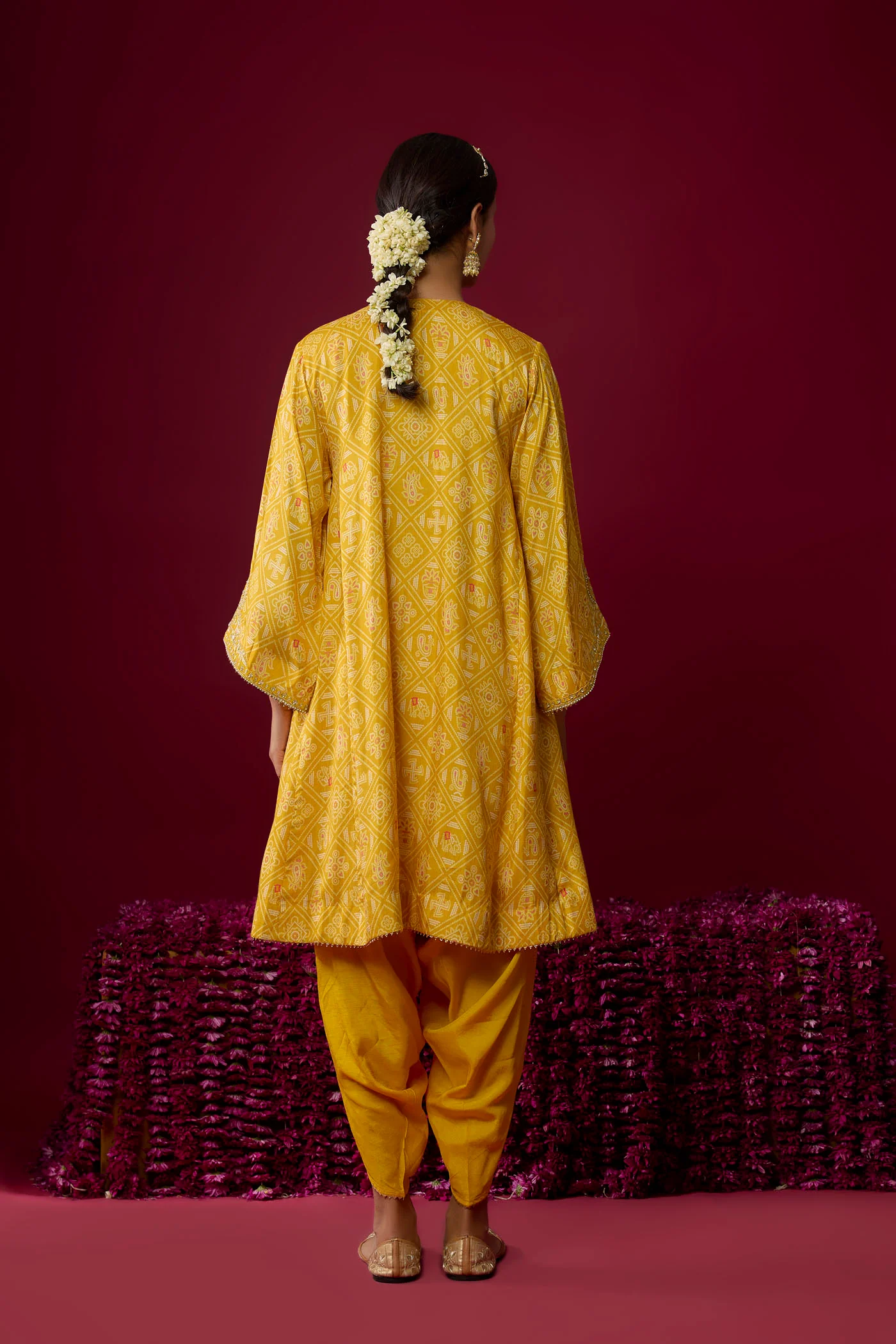 Urwa - Heirloom Mustard Short Chauga With Dhoti - Image 4