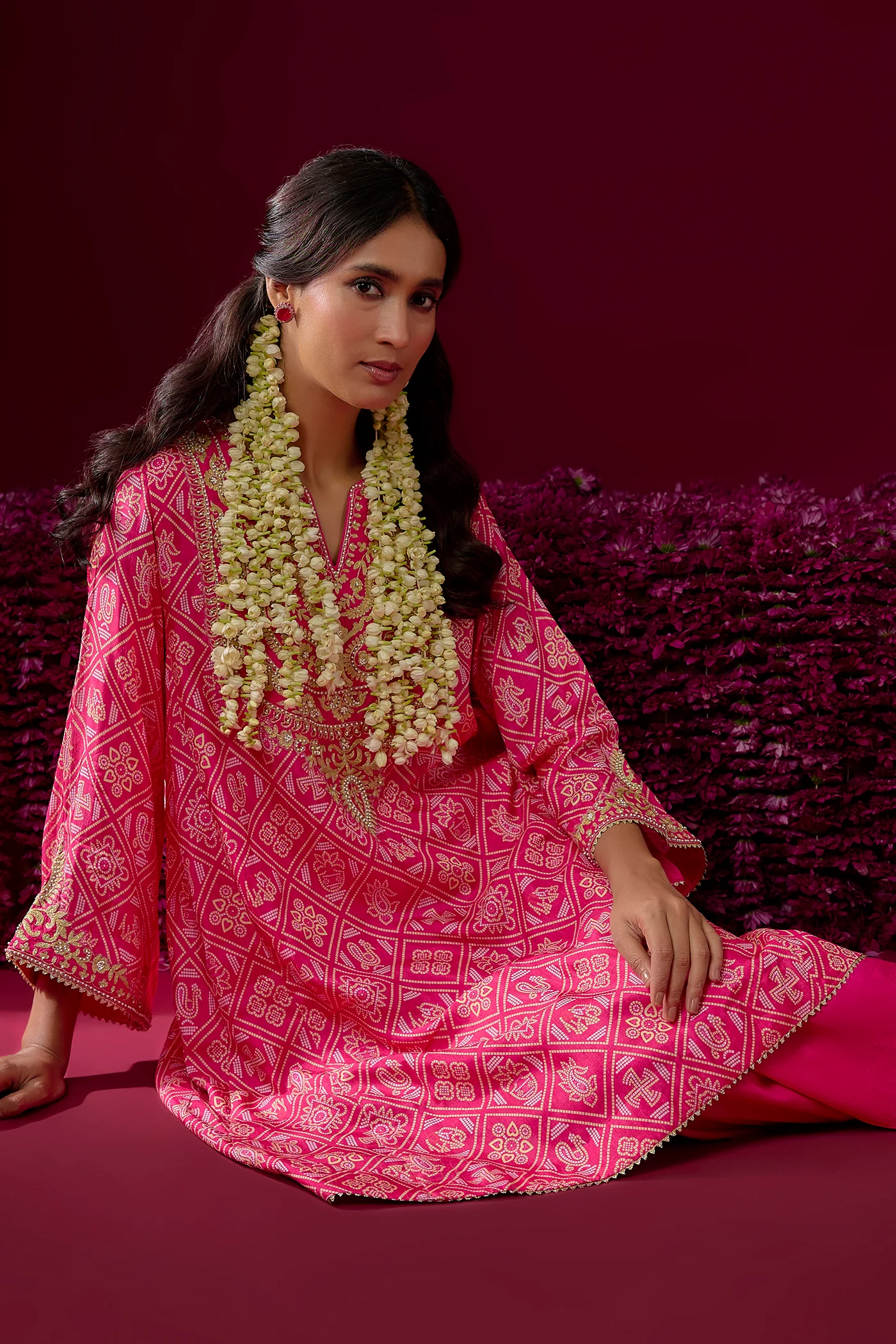 Urwa - Hotpink Short Chauga With Salwar - Image 3