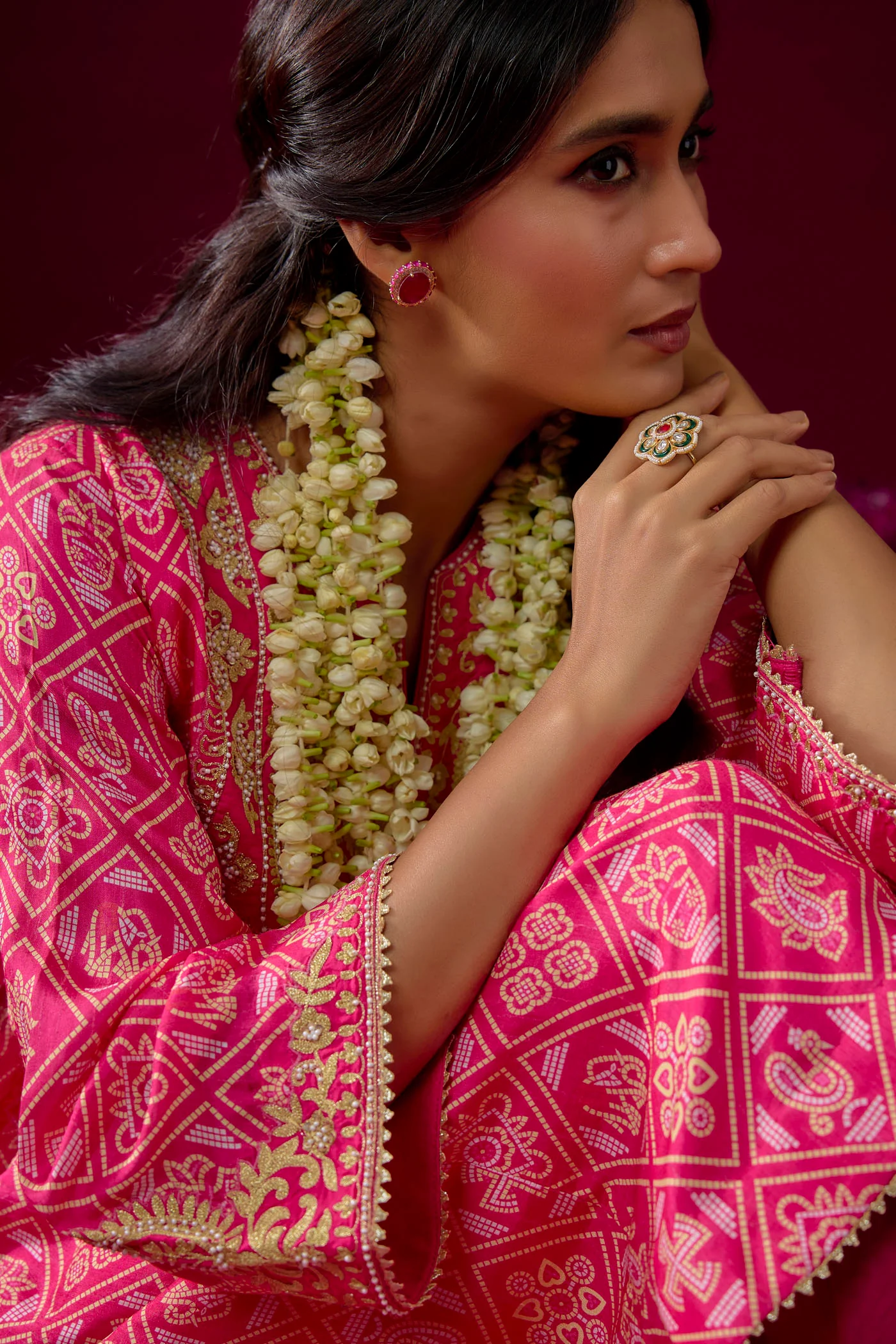 Urwa - Hotpink Short Chauga With Salwar - Image 4