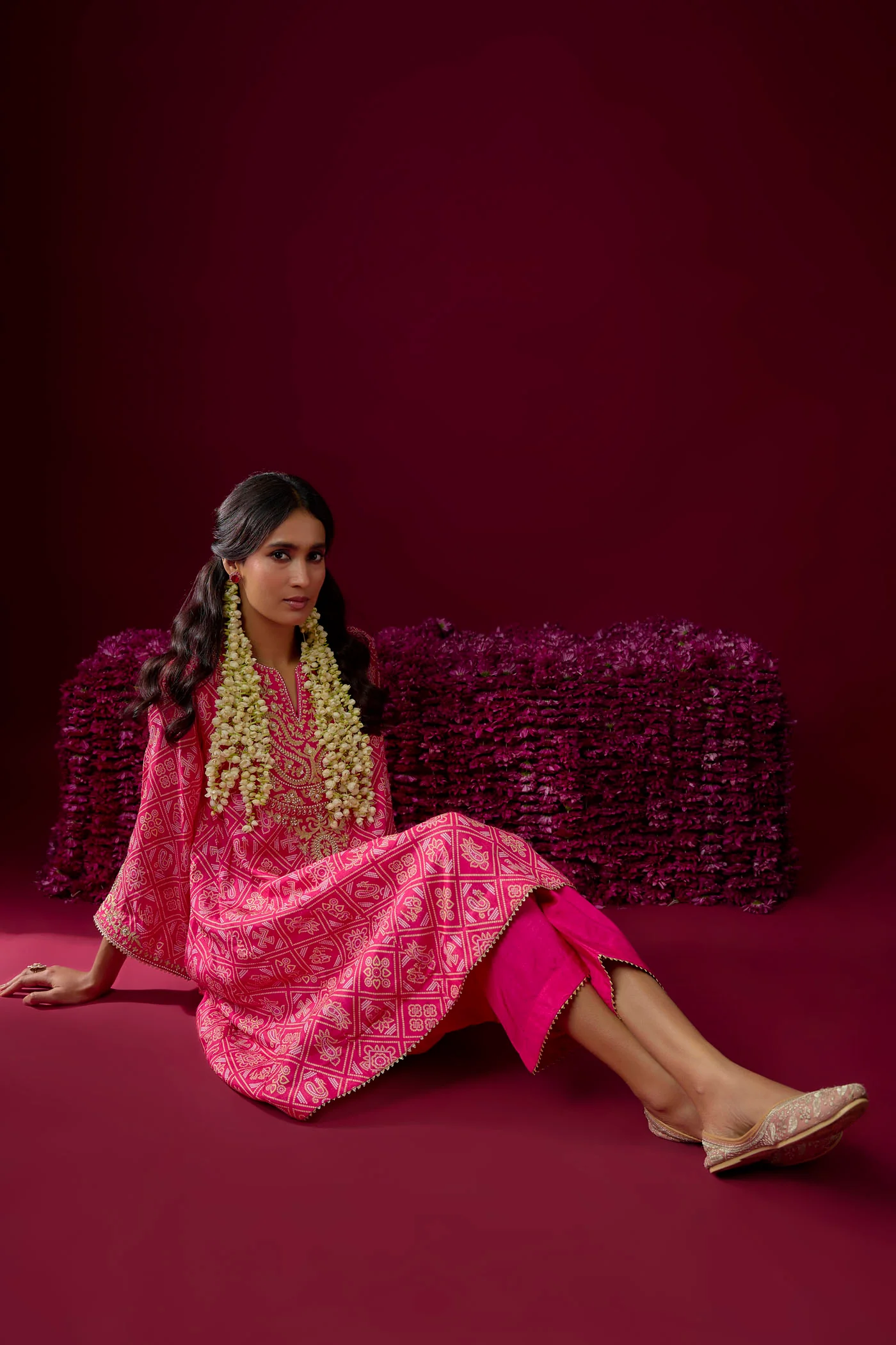 Urwa - Hotpink Short Chauga With Salwar - Image 5