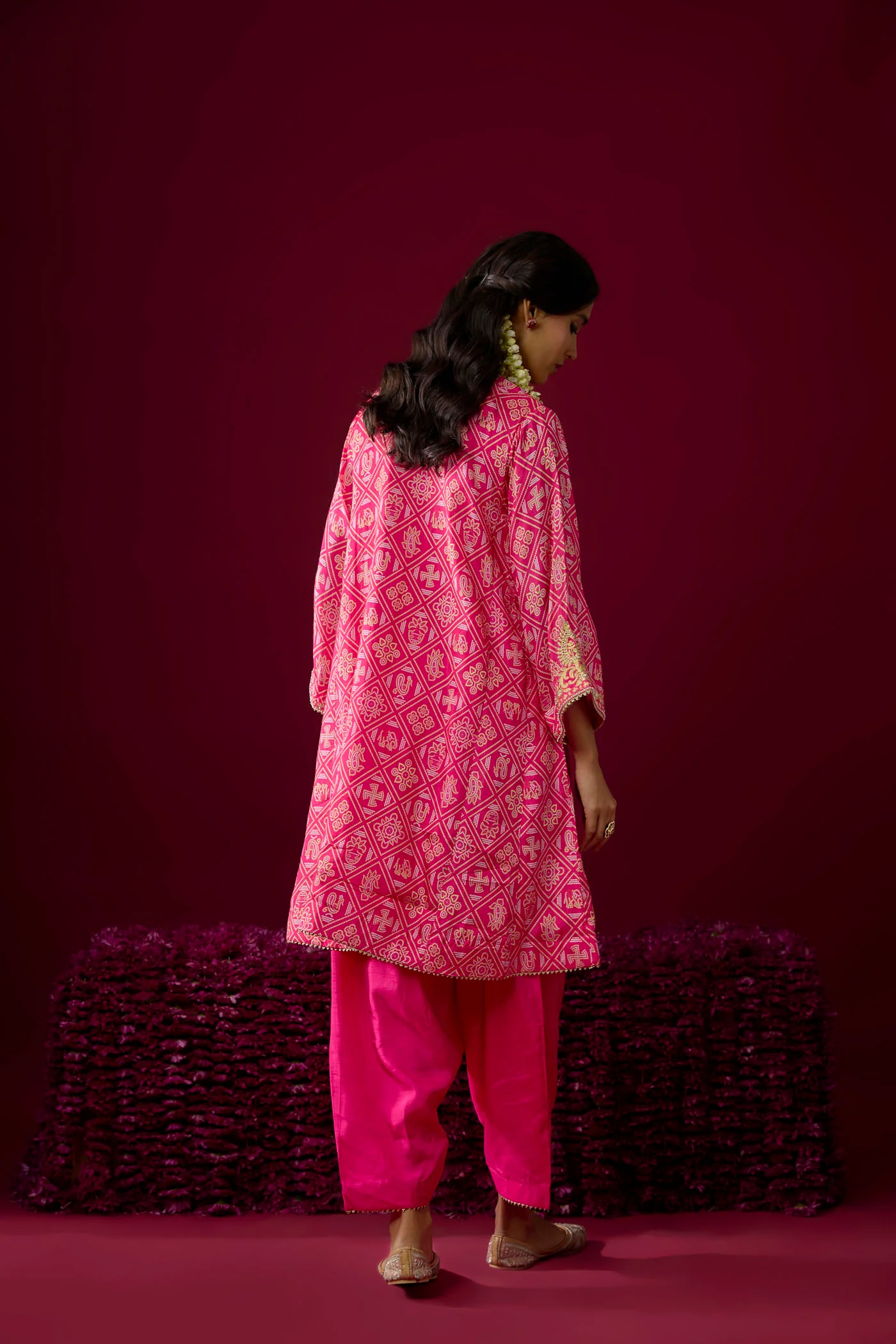 Urwa - Hotpink Short Chauga With Salwar - Image 6