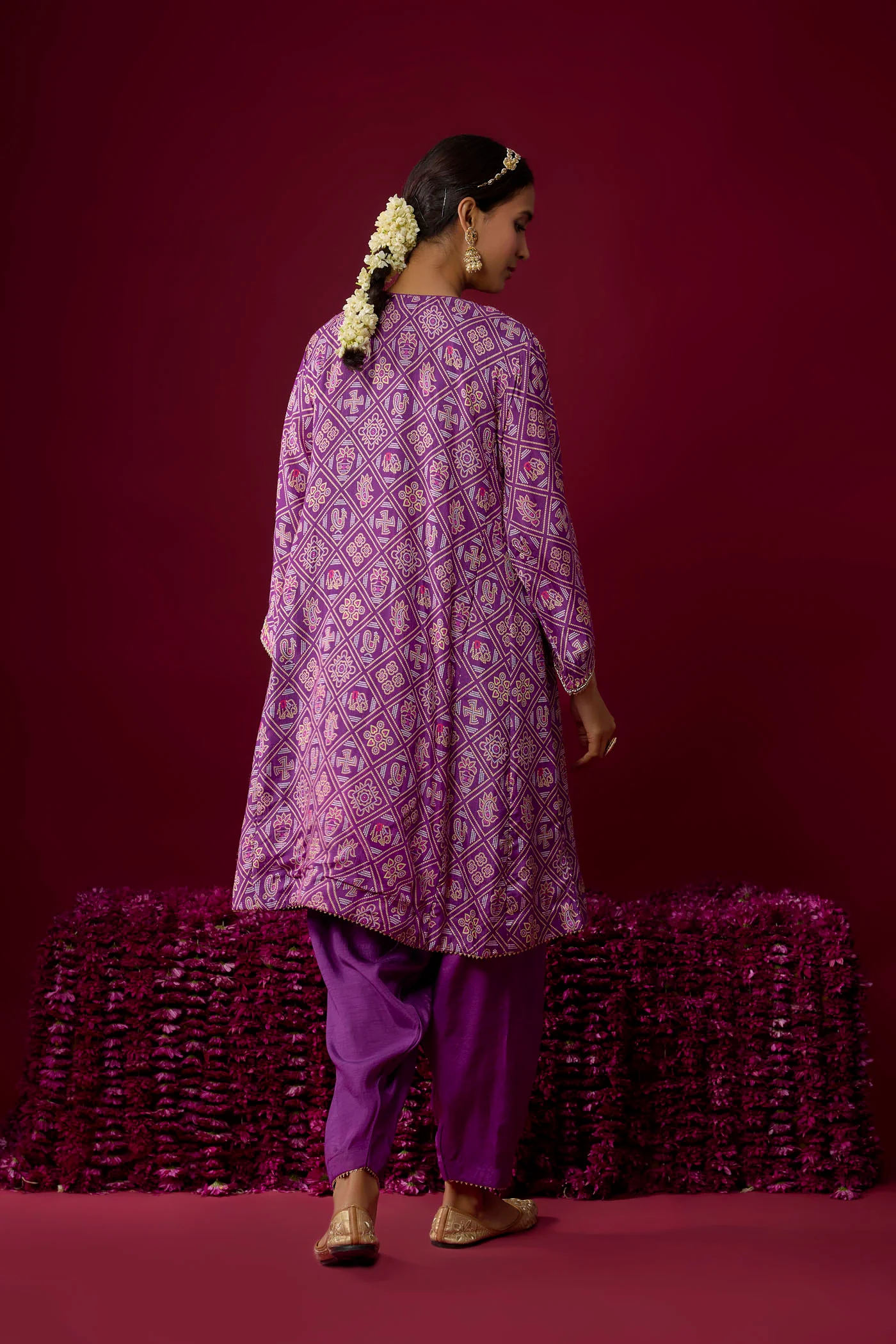 Urwa - Purple Short Chauga With Salwar - Image 4