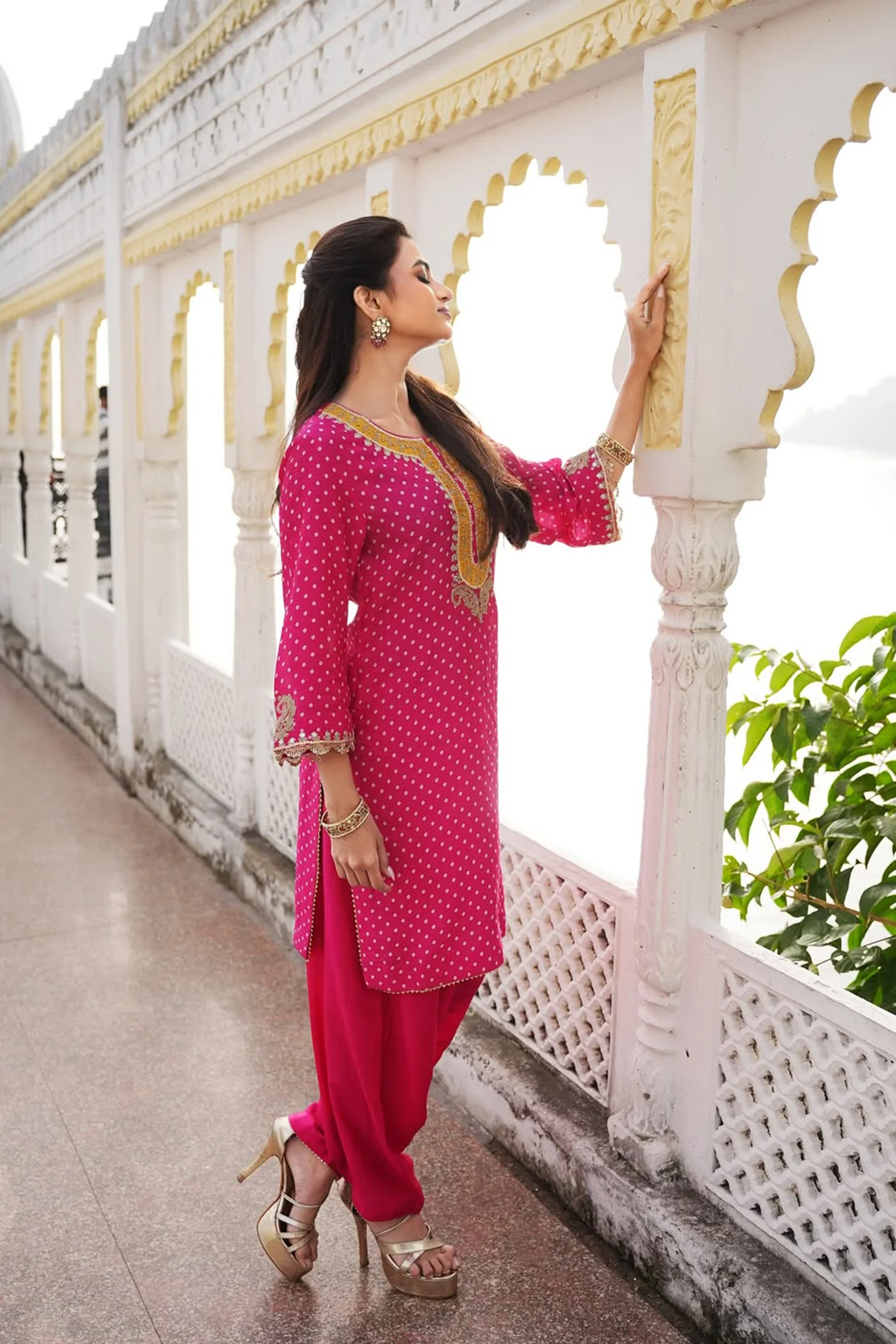Vipra Mehta In Noora - Rani Hotpink Short Kurta with Salwar - Image 2