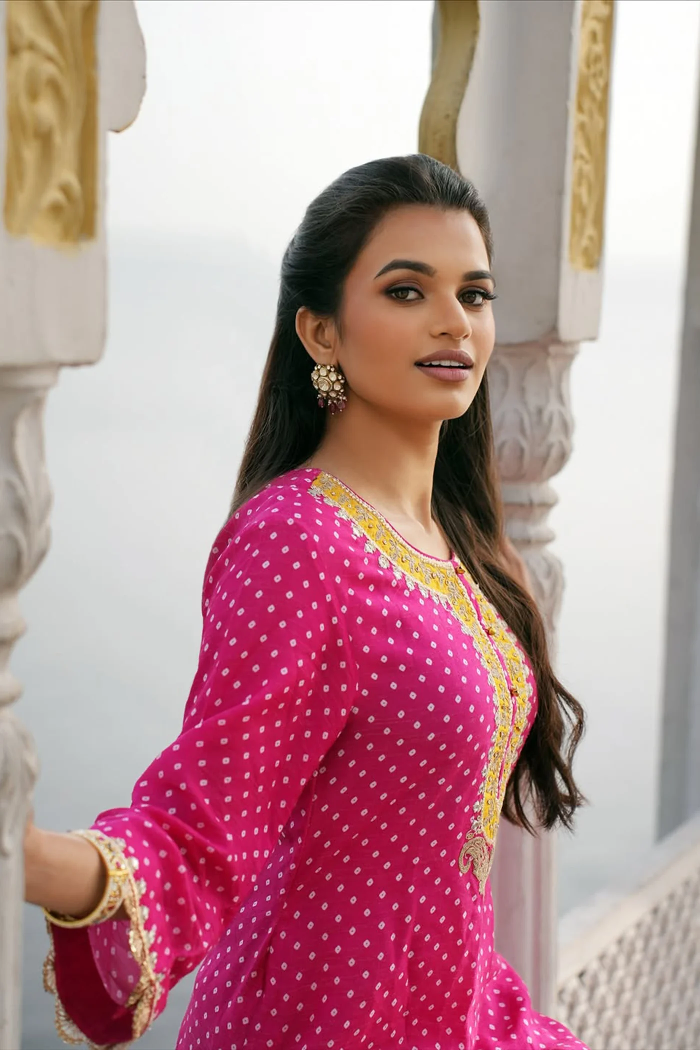 Vipra Mehta In Noora - Rani Hotpink Short Kurta with Salwar - Image 3