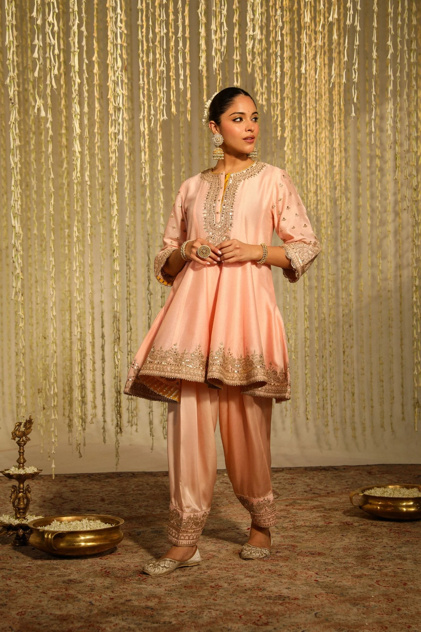 WARIZAH - ROSEPINK SHORT ANARKALI WITH SALWAR AND DUPATTA (LXRTS) - Image 2