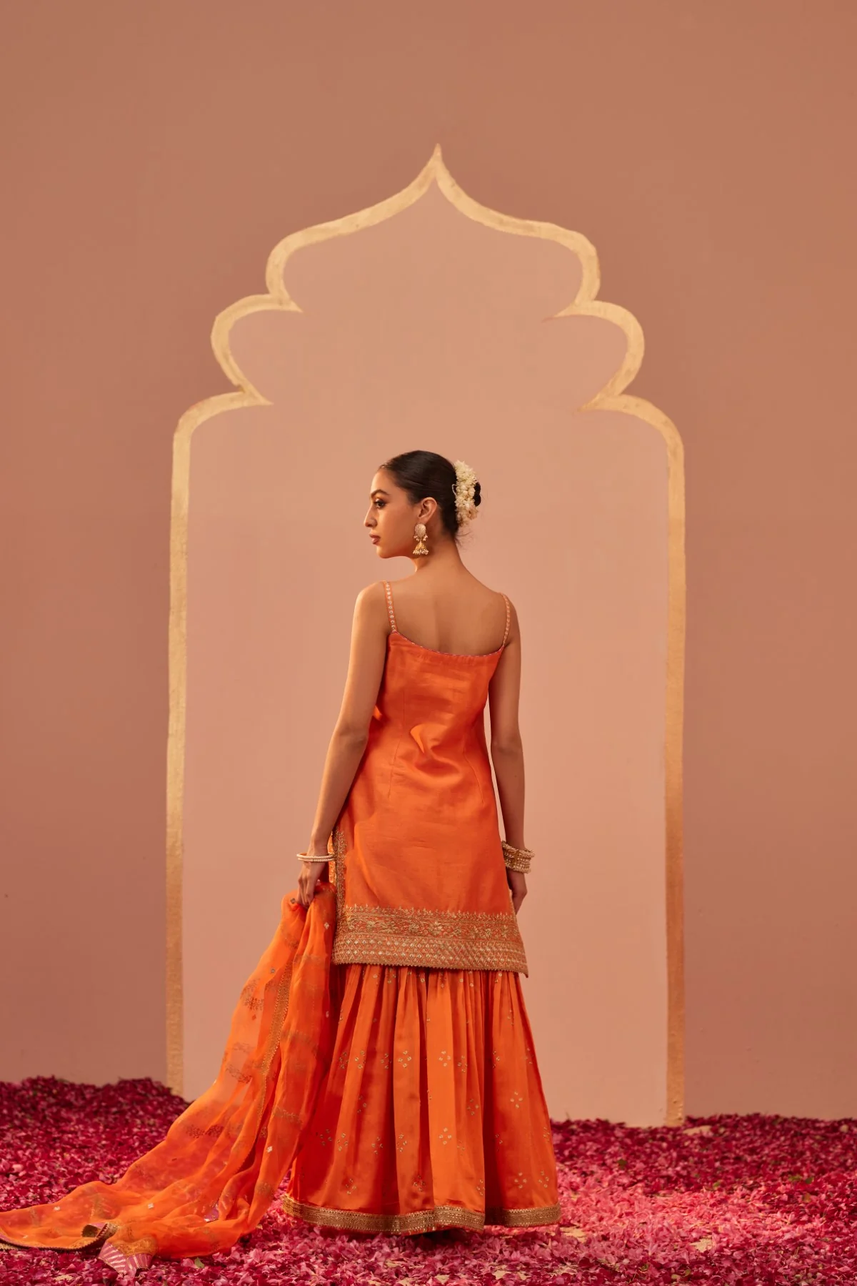 Yasmin - Tangerine Orange Kurta Garara Set - Image 4