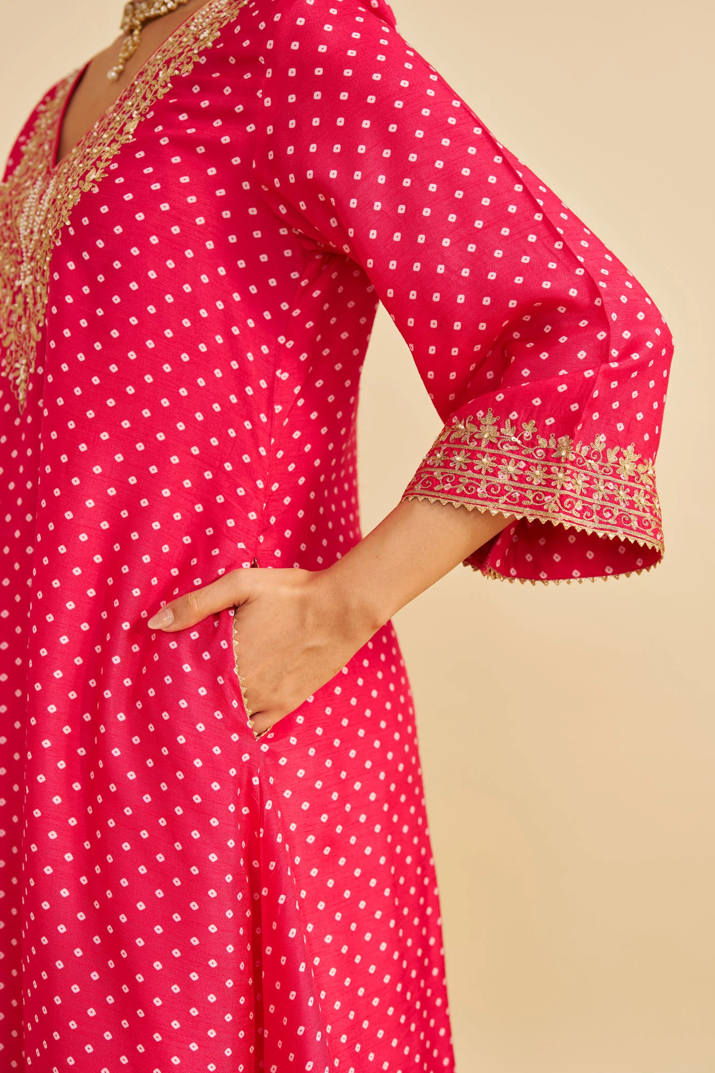 ZALIYAH - Rani Hotpink LONG CHAUGA WITH SALWAR - Image 3