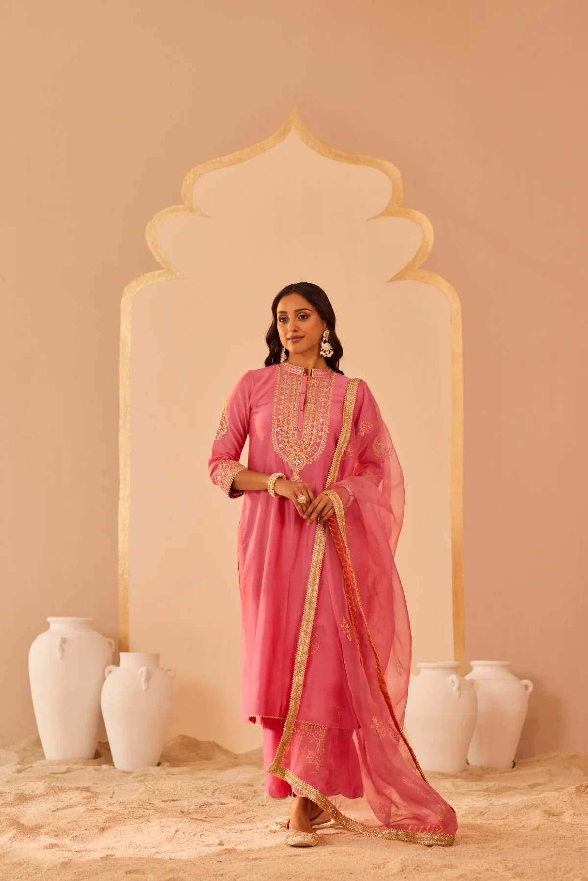 Zaniab - Flamingo Pink Kurta Set