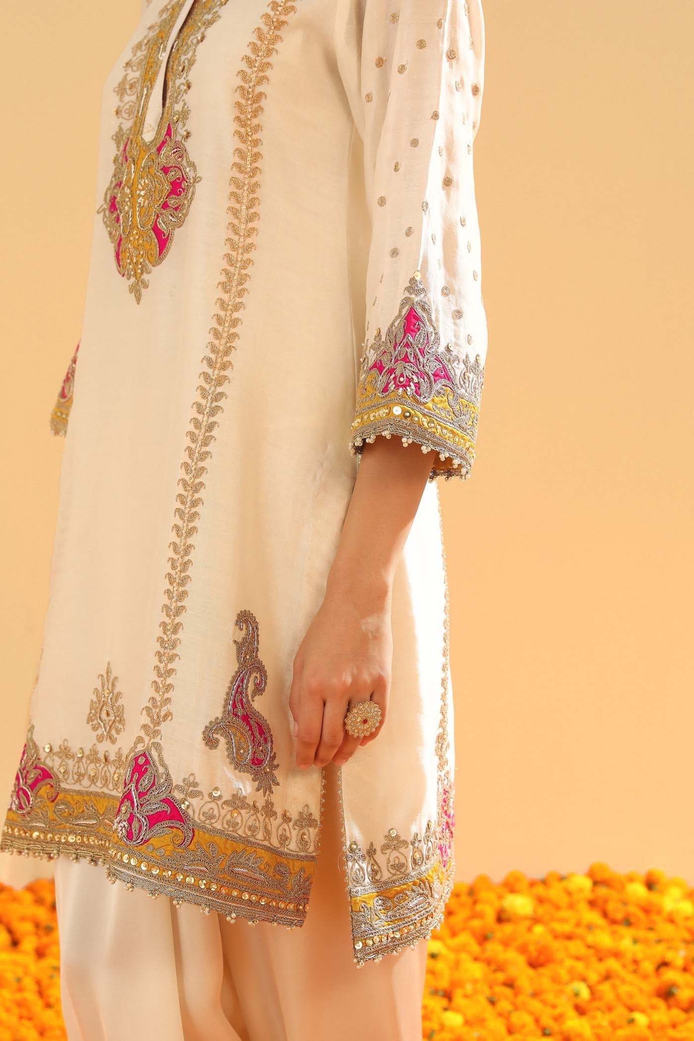 Ziana -  Daisy Ivory Short Straight Kurta with Salwar and Dupatta (Lxrts) - Image 7